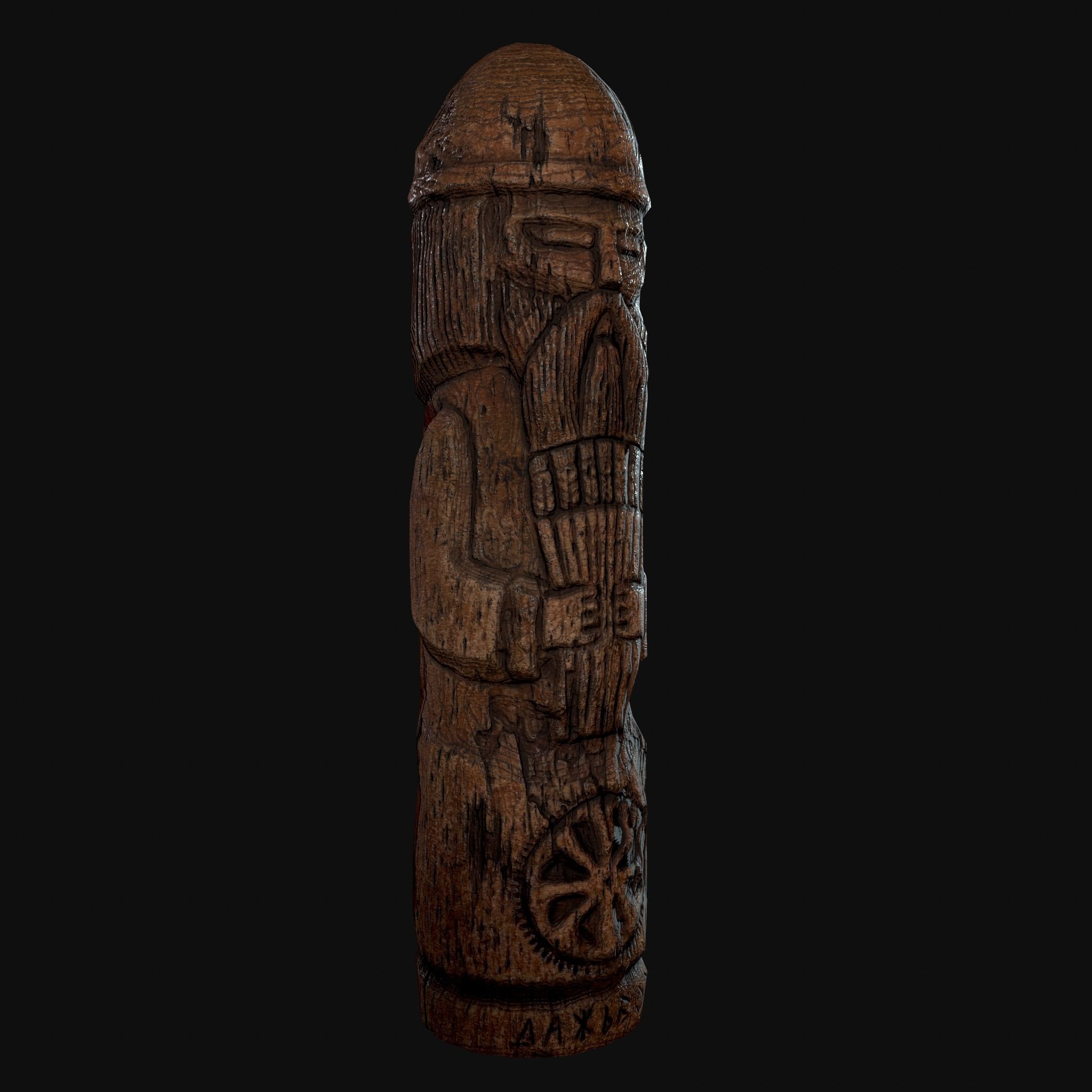 Dazhbog Old Wooden Figure Low-poly 3D model_15