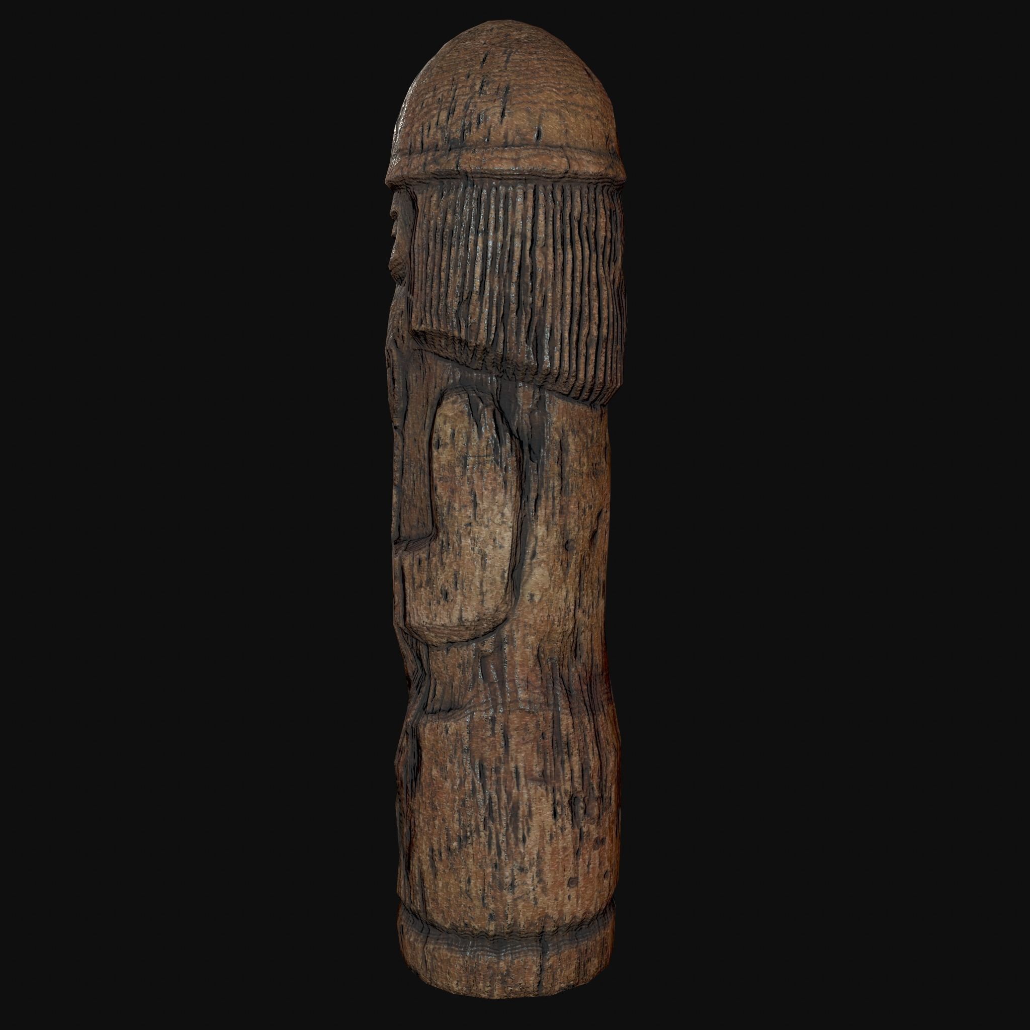Dazhbog Old Wooden Figure Low-poly 3D model_12