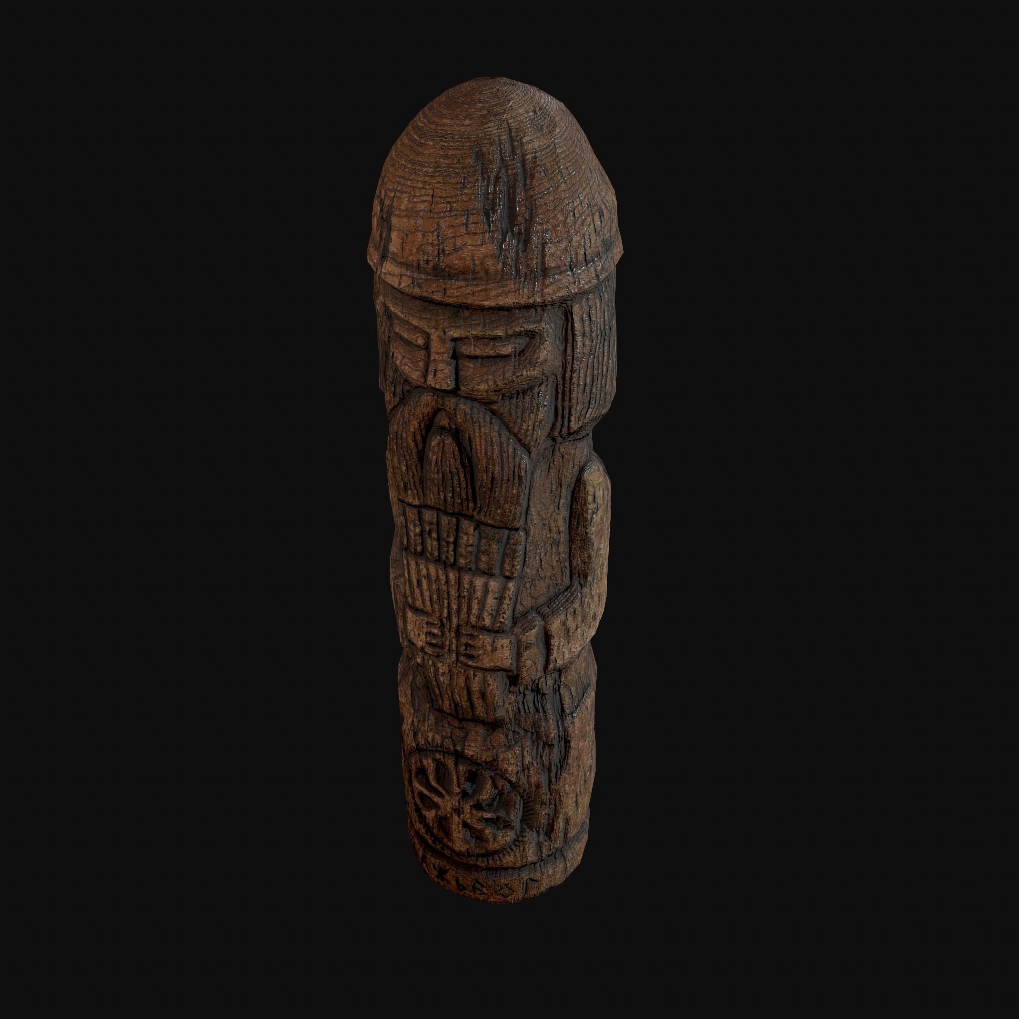 Dazhbog Old Wooden Figure Low-poly 3D model_17