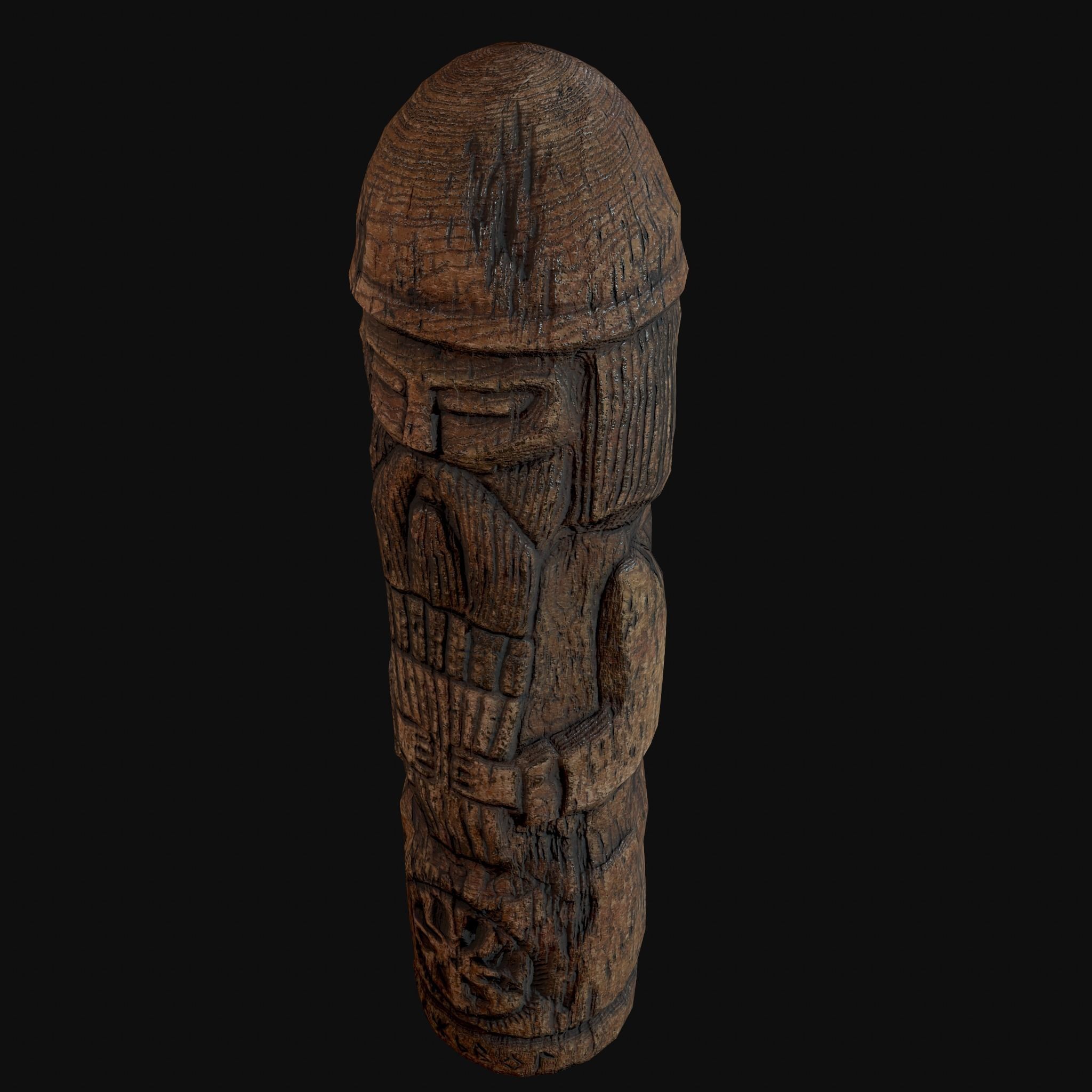Dazhbog Old Wooden Figure Low-poly 3D model_28