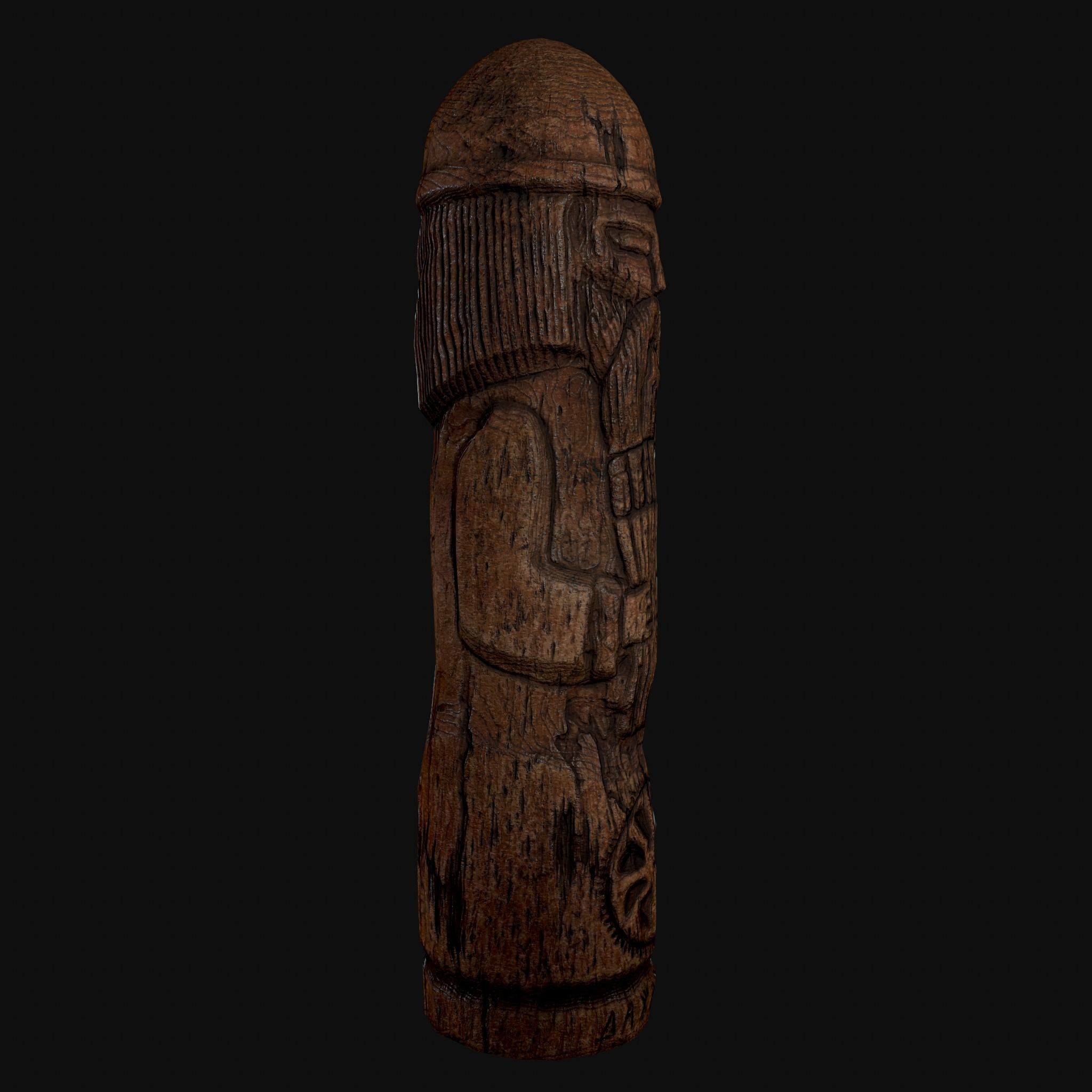 Dazhbog Old Wooden Figure Low-poly 3D model_14