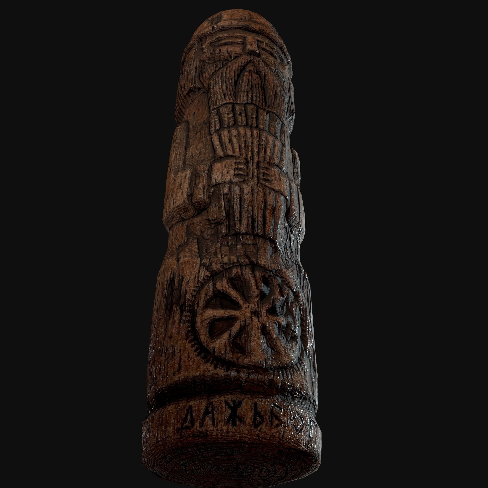 Dazhbog Old Wooden Figure Low-poly 3D model_23