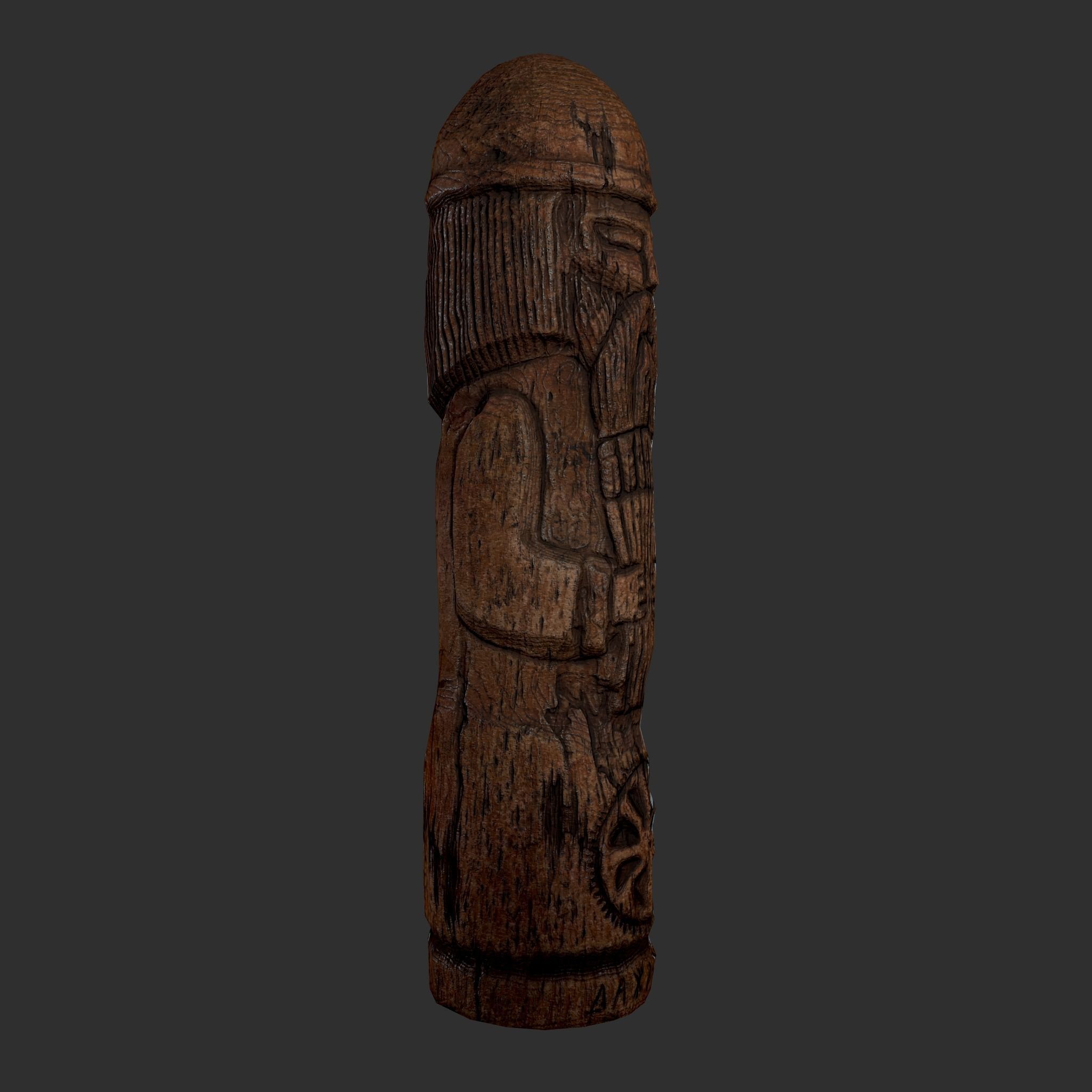 Dazhbog Old Wooden Figure Low-poly 3D model_8