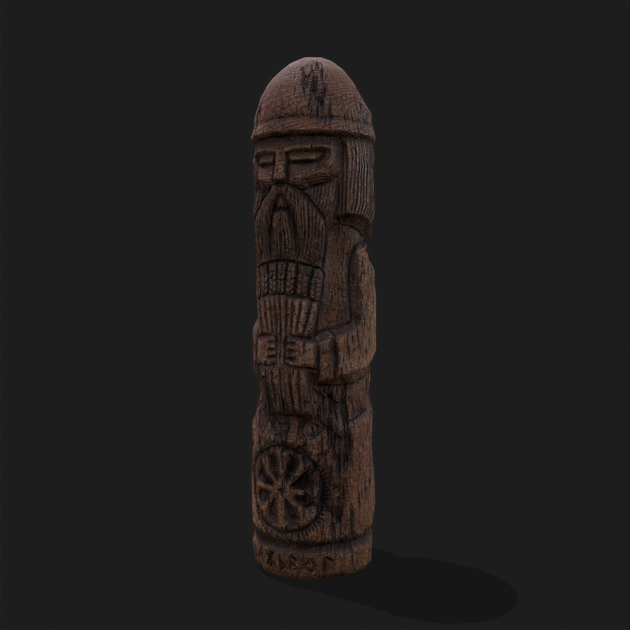 Dazhbog Old Wooden Figure Low-poly 3D model_2