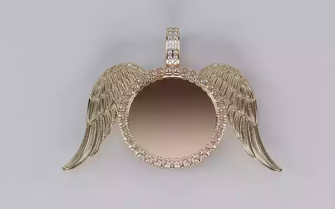 Winged Picture Pendant - 35mm Diameter 3D print model