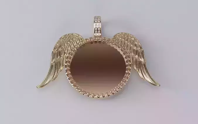 Winged Picture Pendant - 40mm Diameter 3D print model