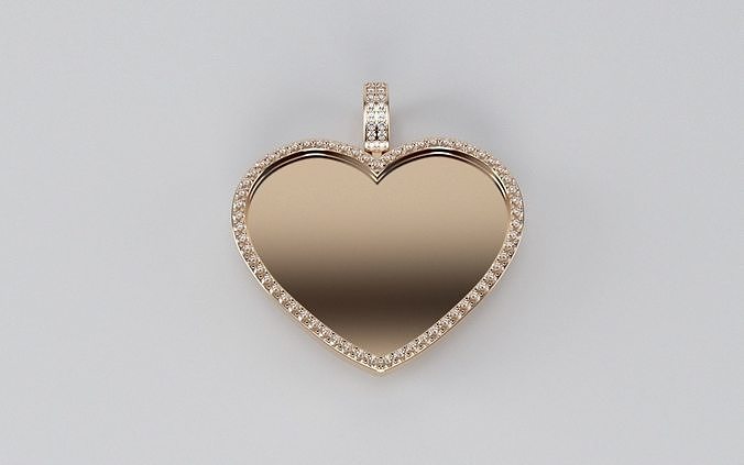 Heart Picture Pendant - 2mm Stones - LARGE 3D print model