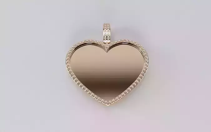 Heart Picture Pendant - 2mm Stones - LARGE