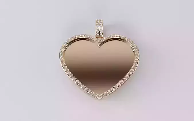 Heart Picture Pendant - 2mm Stones - MEDIUM