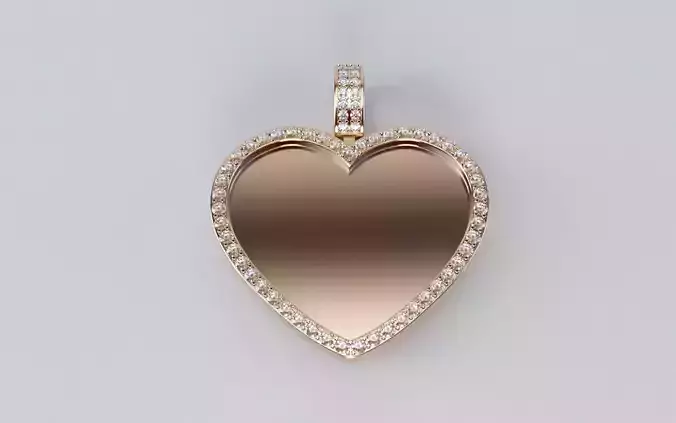 Heart Picture Pendant - 2mm Stones - SMALL