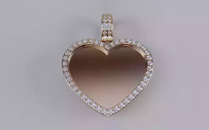 Heart Picture Pendant - 2mm Stones - XSMALL 3D print model