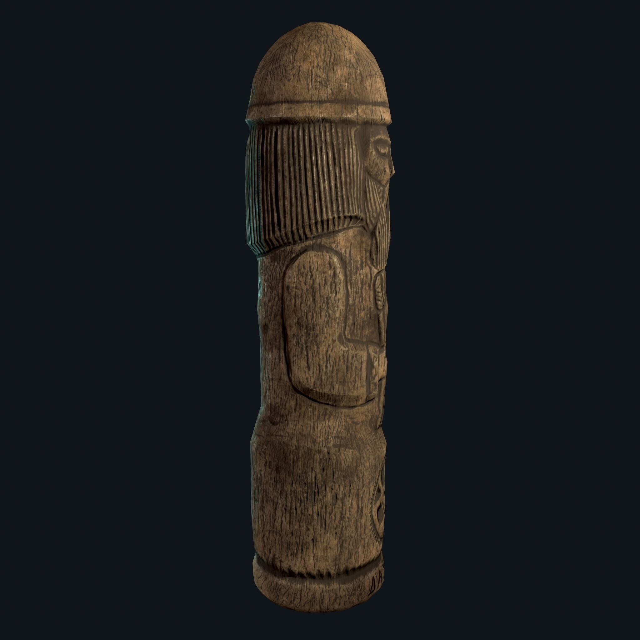 Dazhbog Wooden Figurine Low-poly 3D model_16