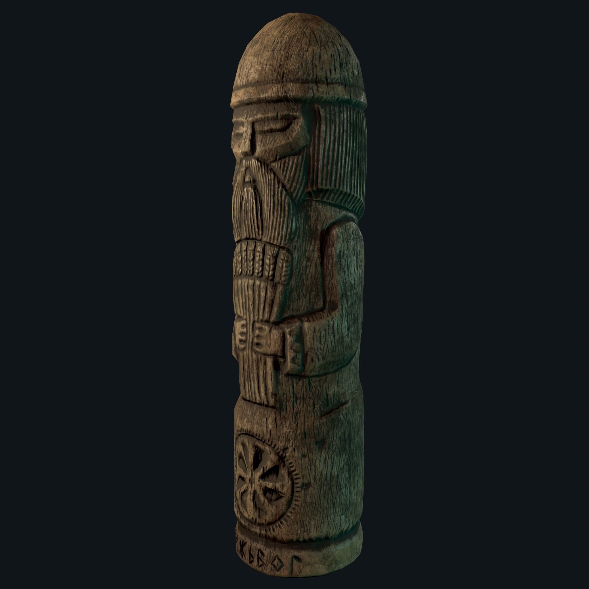Dazhbog Wooden Figurine Low-poly 3D model_8