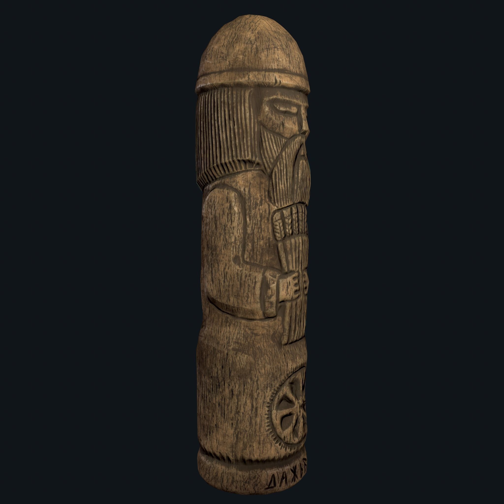 Dazhbog Wooden Figurine Low-poly 3D model_9