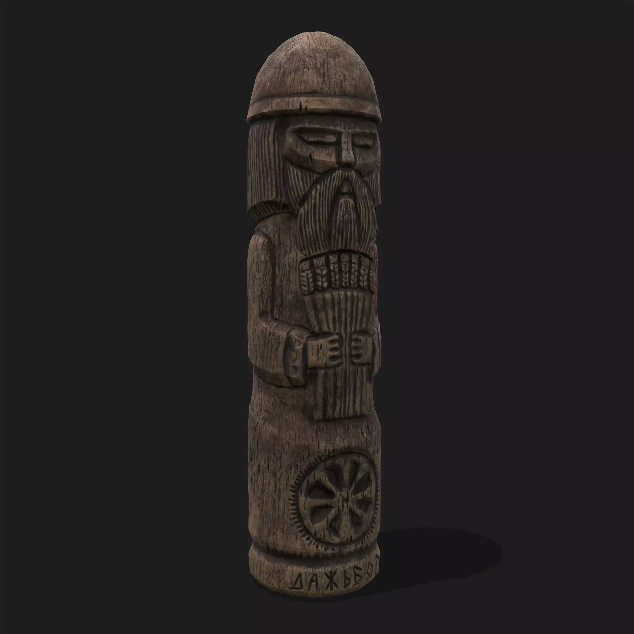 Dazhbog Wooden Figurine Low-poly 3D model_0