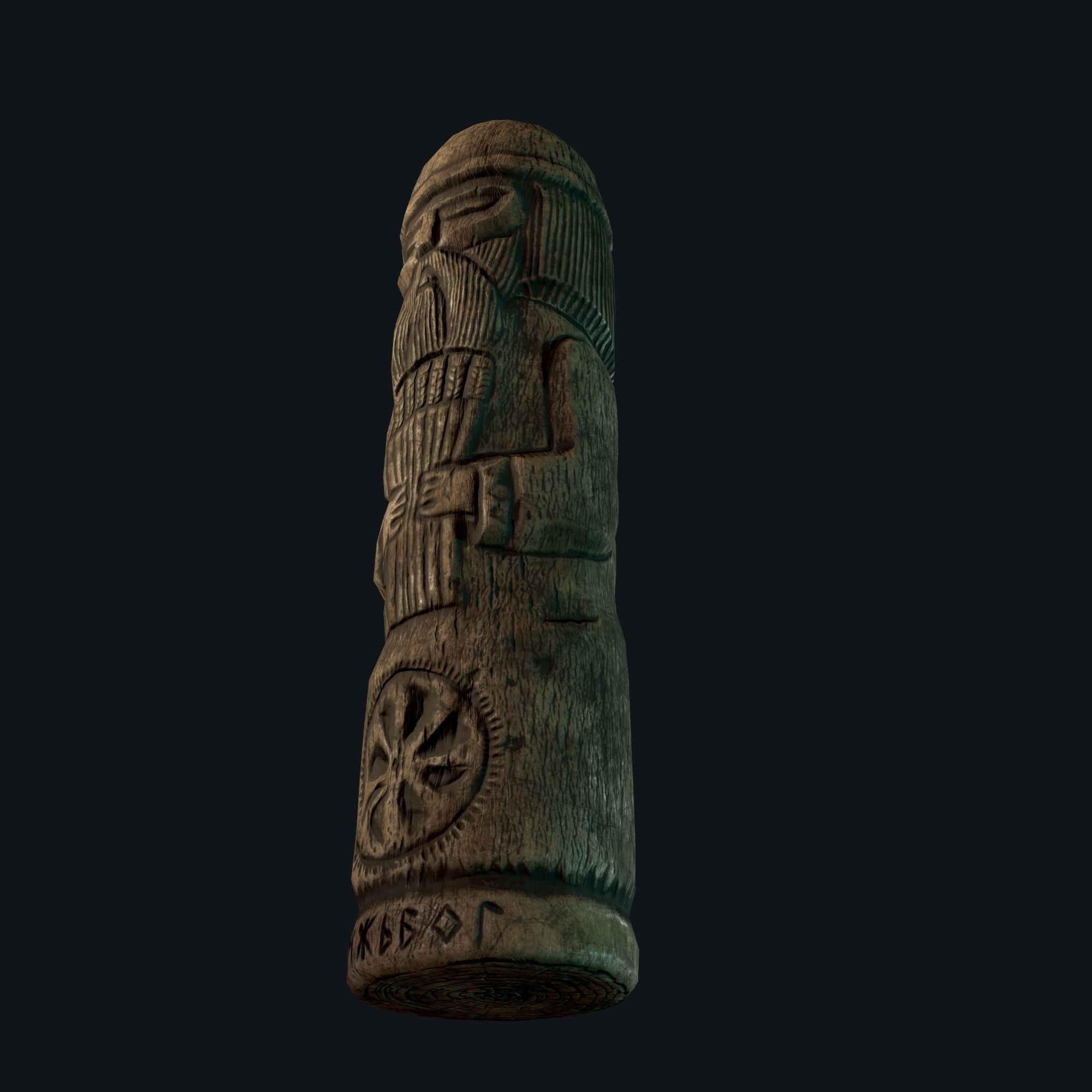 Dazhbog Wooden Figurine Low-poly 3D model_13
