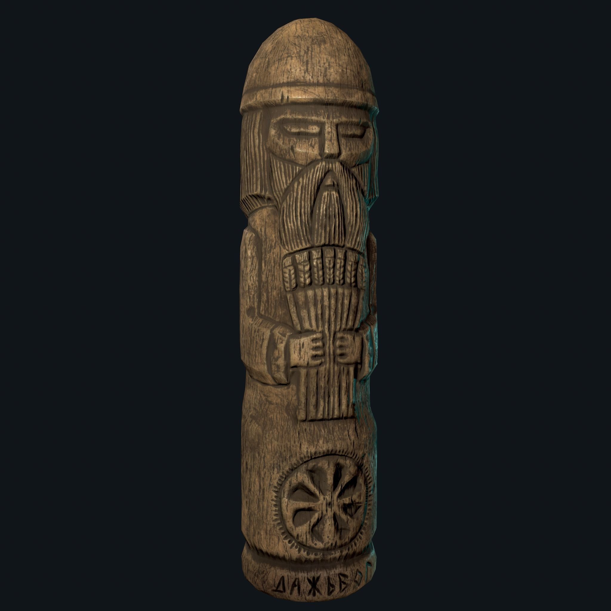 Dazhbog Wooden Figurine Low-poly 3D model_10