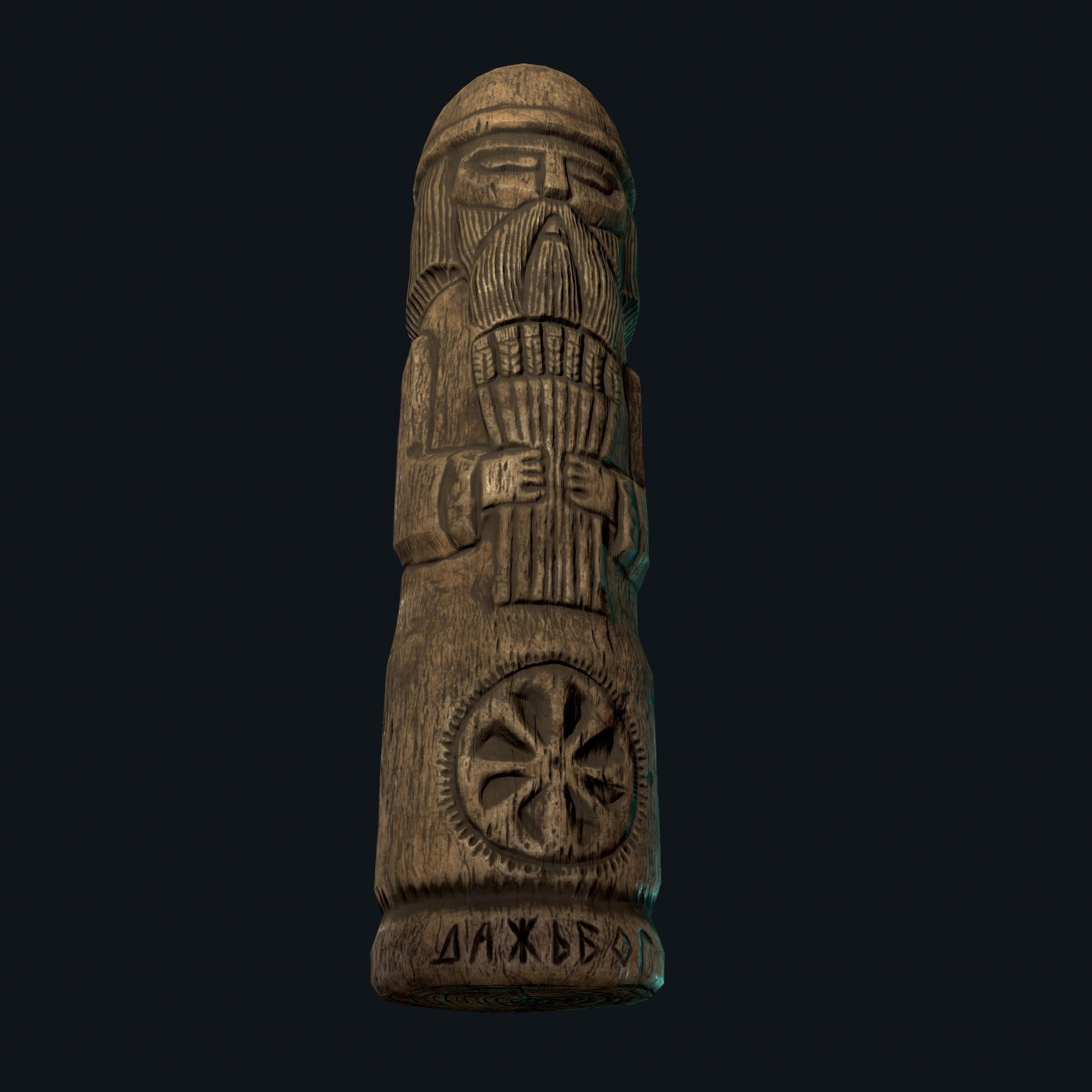 Dazhbog Wooden Figurine Low-poly 3D model_12