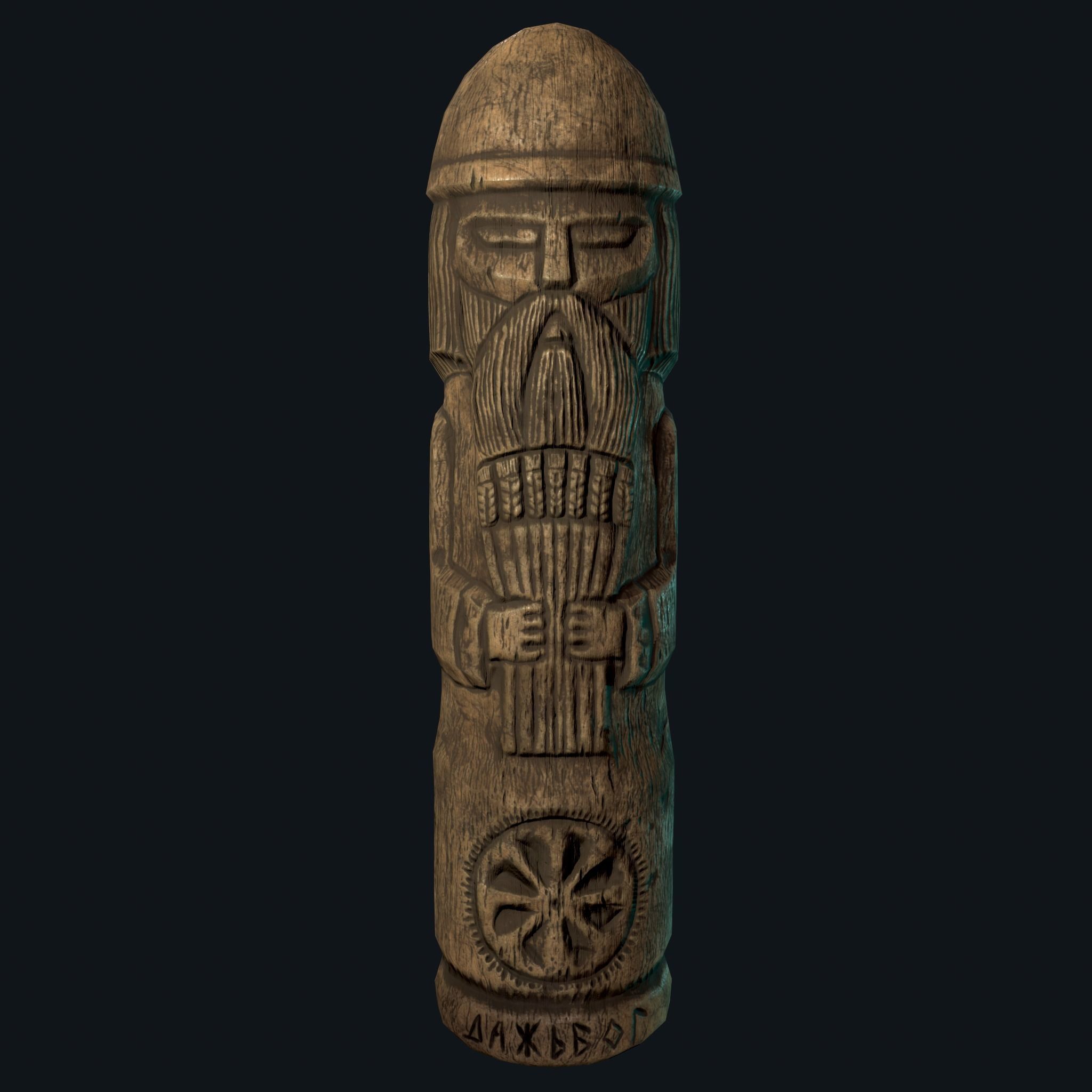 Dazhbog Wooden Figurine Low-poly 3D model_3