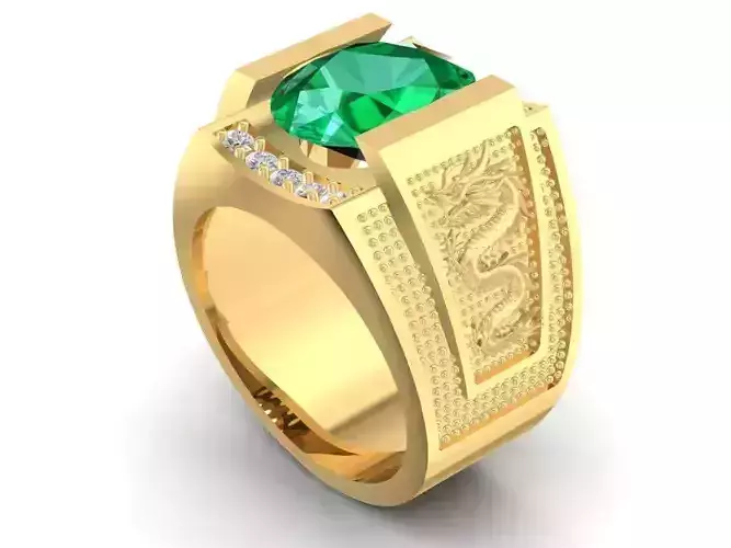 LUXURY DIAMOND RING  WITH DRAGON FOR MEN 1023