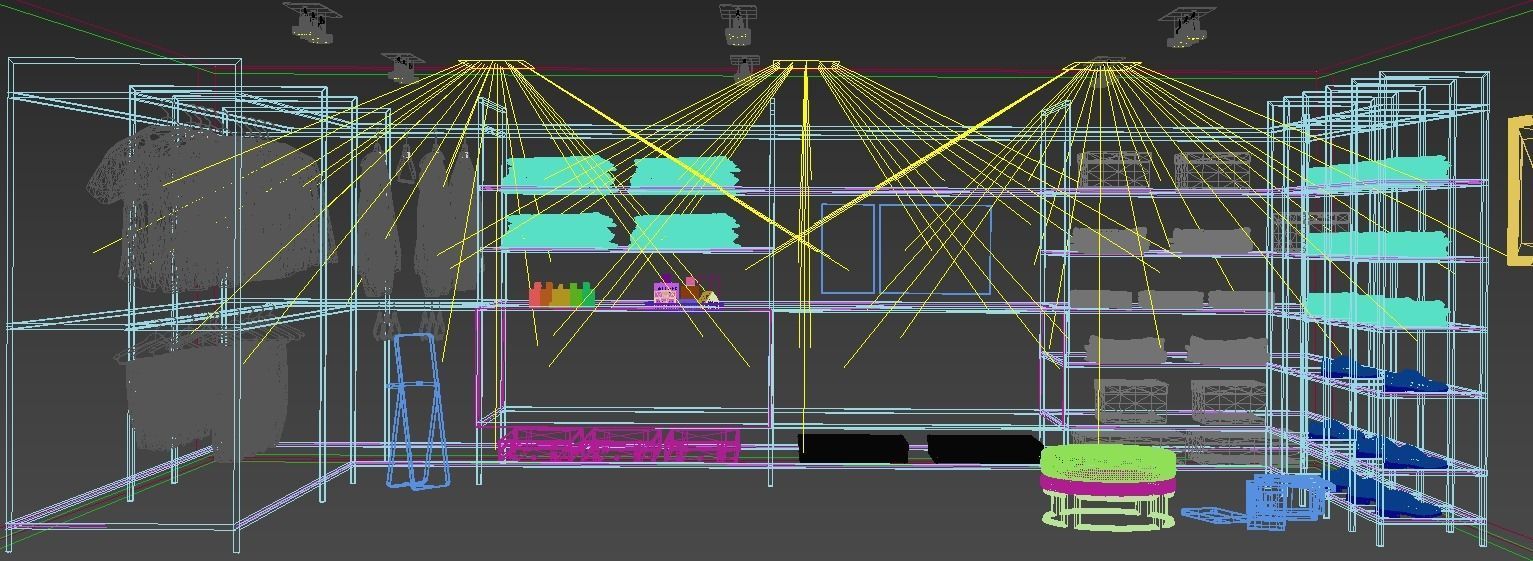 Wardrobe industrial style closet with brick walls Free 3D model_1