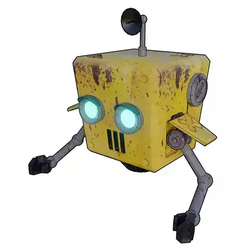 SquareBot robot with eyes Low-poly 3D model