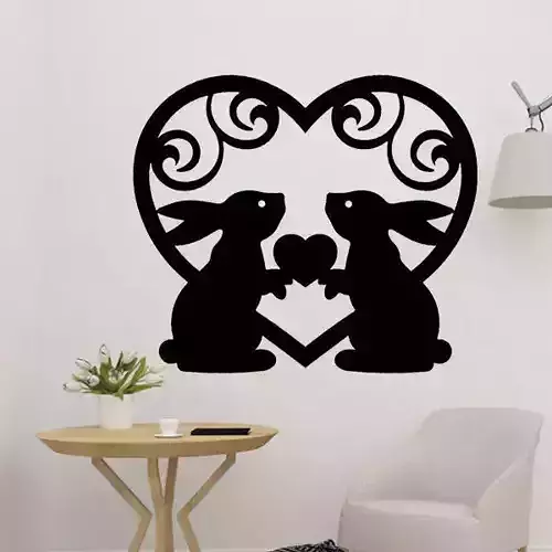 Rabbits With Heart 2D Decor
