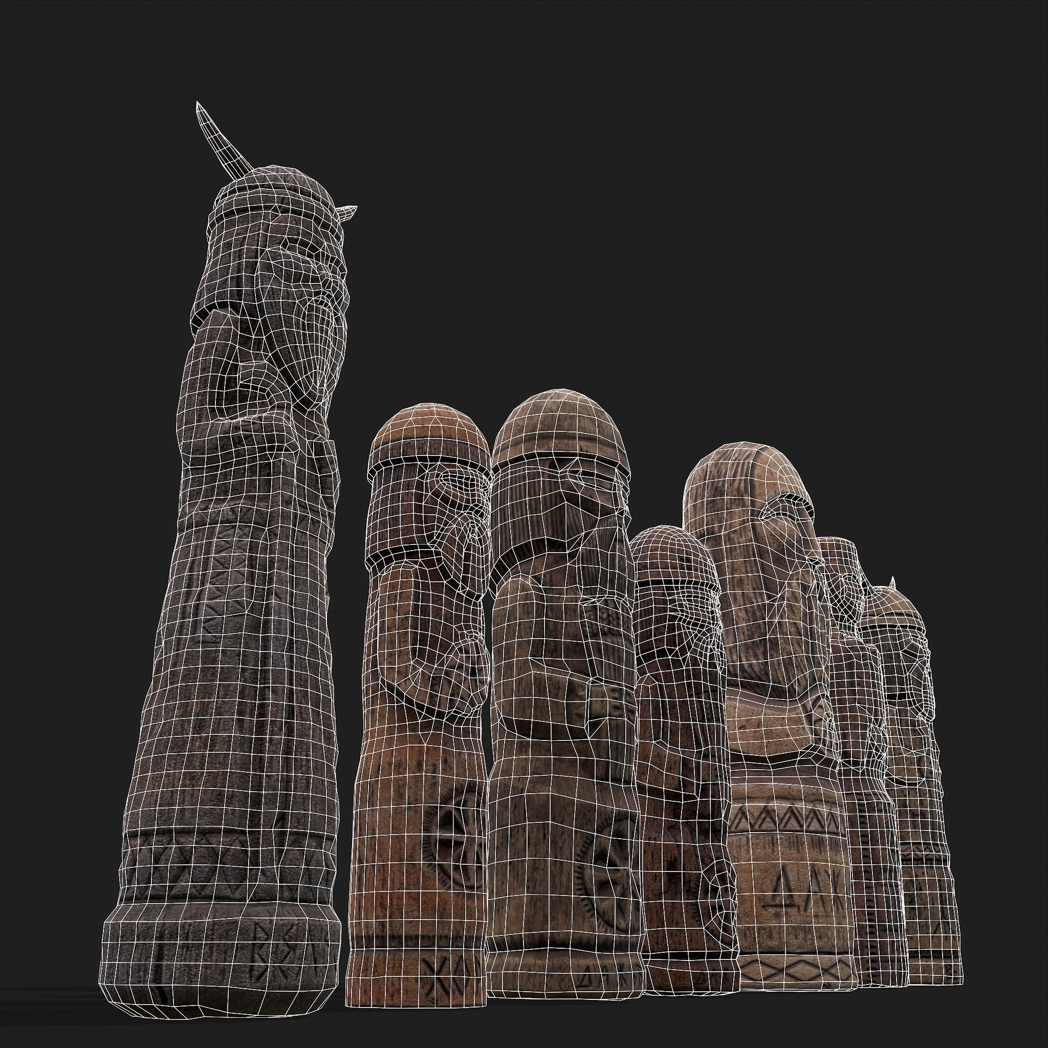 Seven Viking Figures 3D Model Collection_31