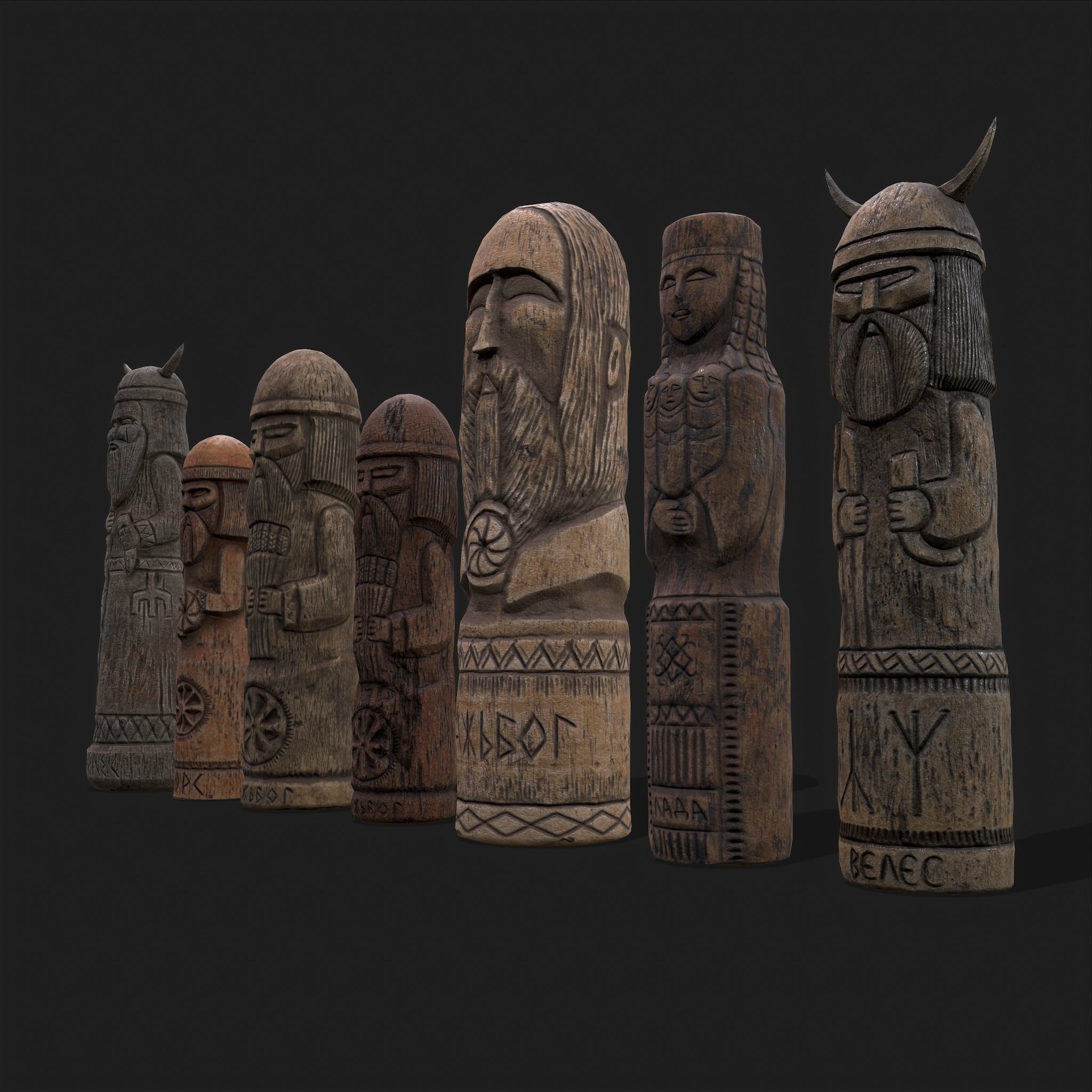 Seven Viking Figures 3D Model Collection_19