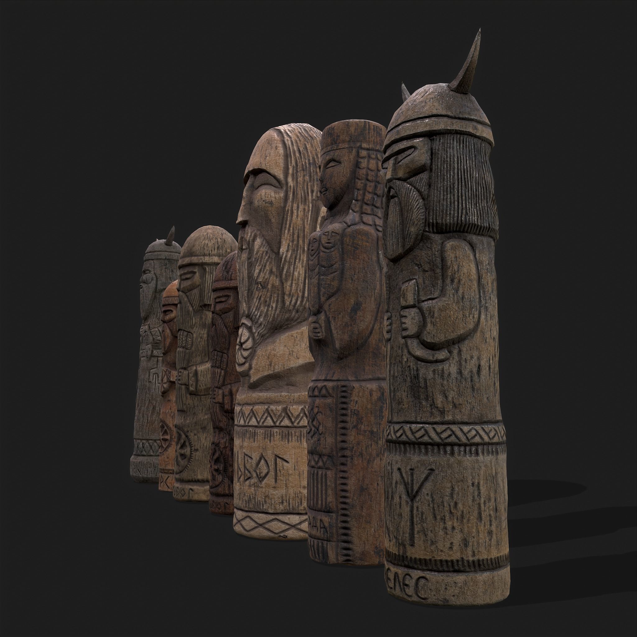 Seven Viking Figures 3D Model Collection_14