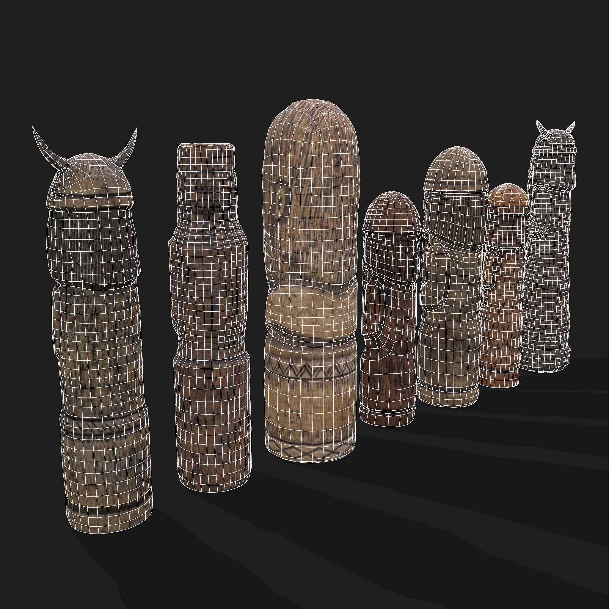 Seven Viking Figures 3D Model Collection_22