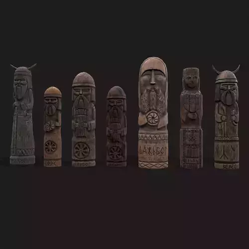 Seven Viking Figures 3D Model Collection