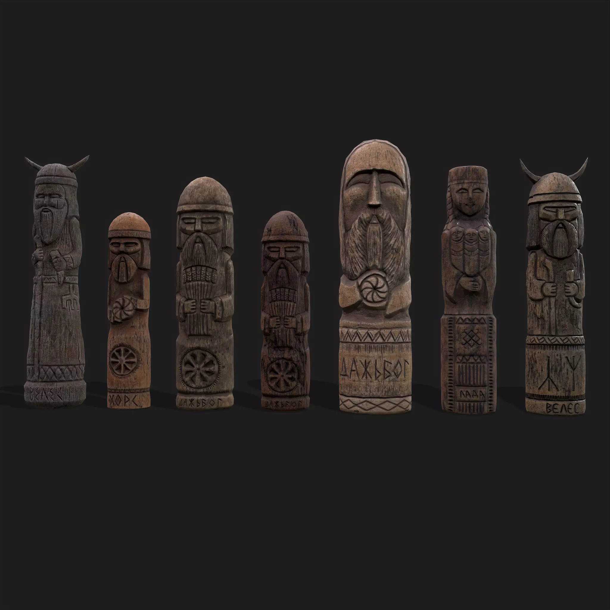 Seven Viking Figures 3D Model Collection_0