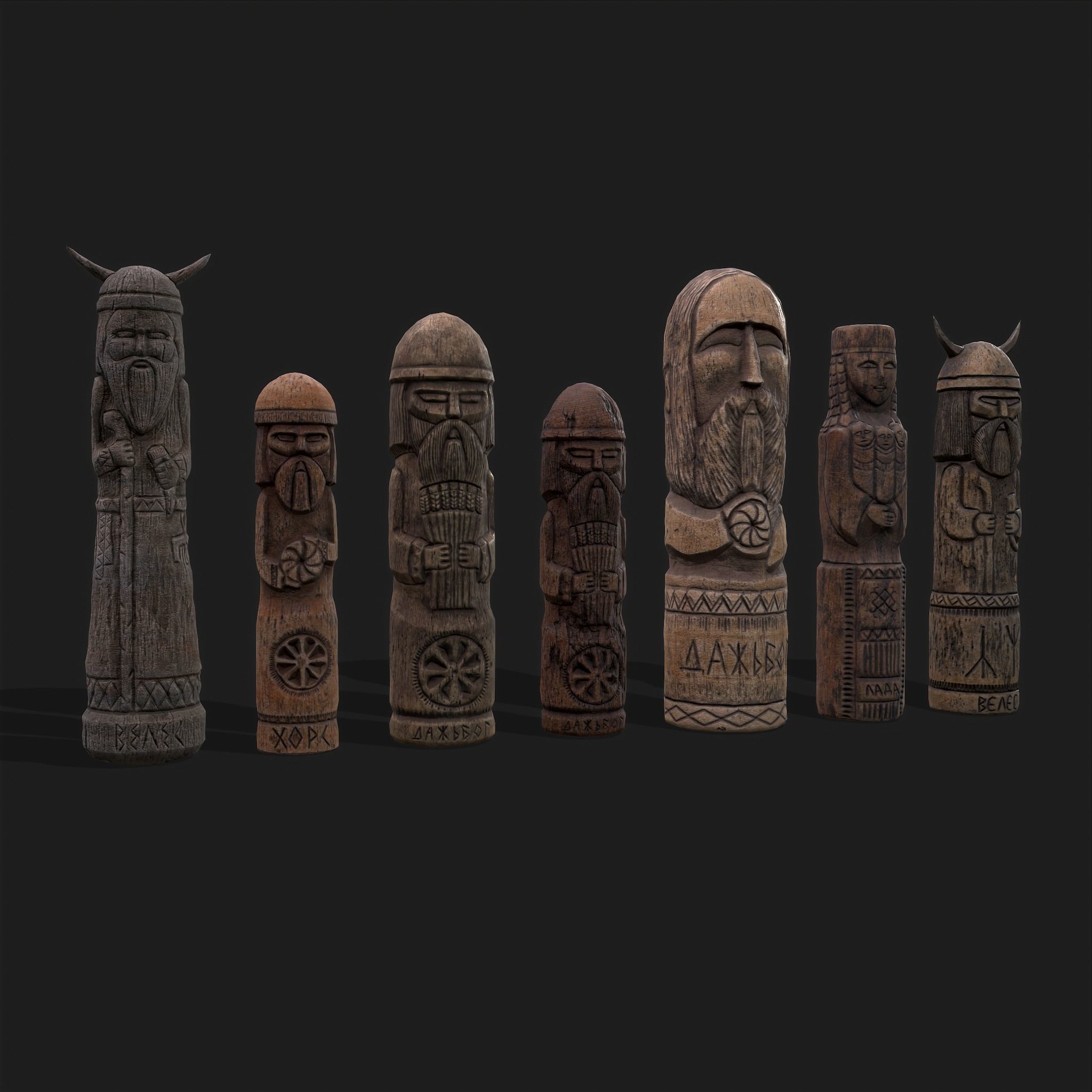 Seven Viking Figures 3D Model Collection_9