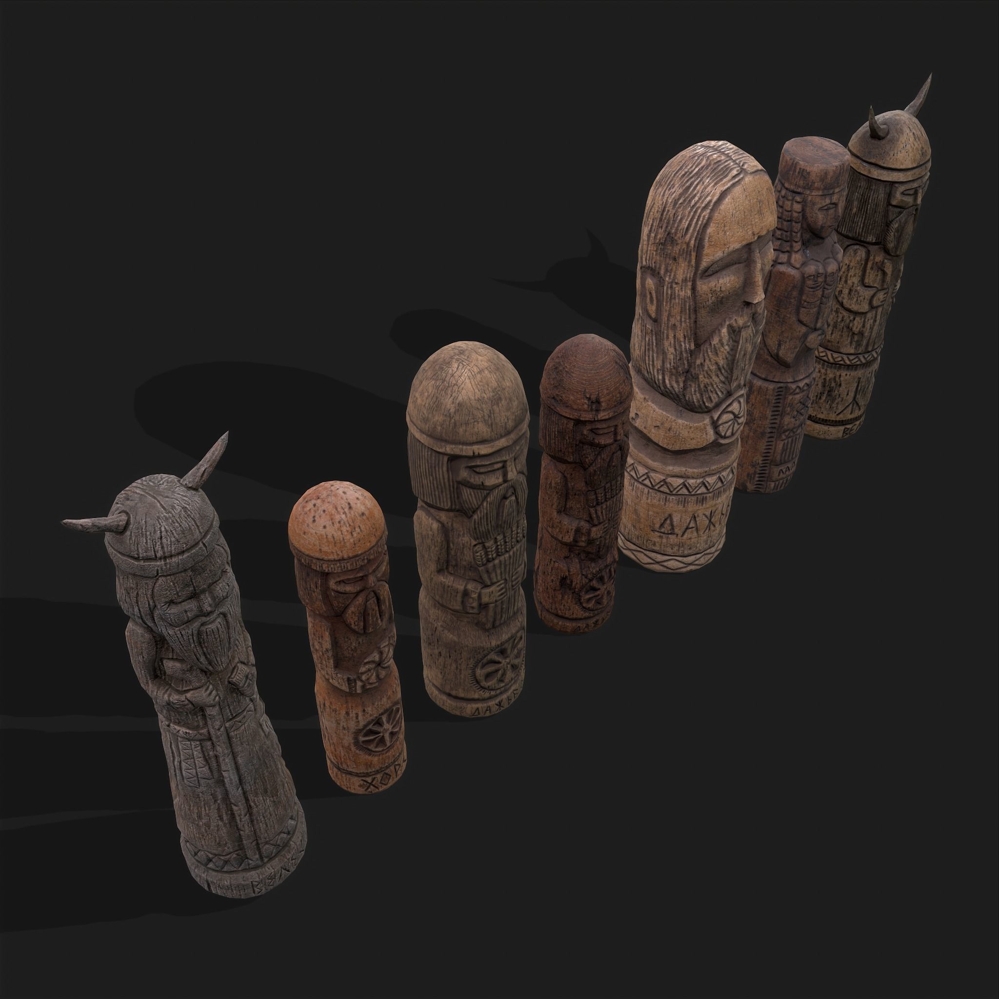 Seven Viking Figures 3D Model Collection_11