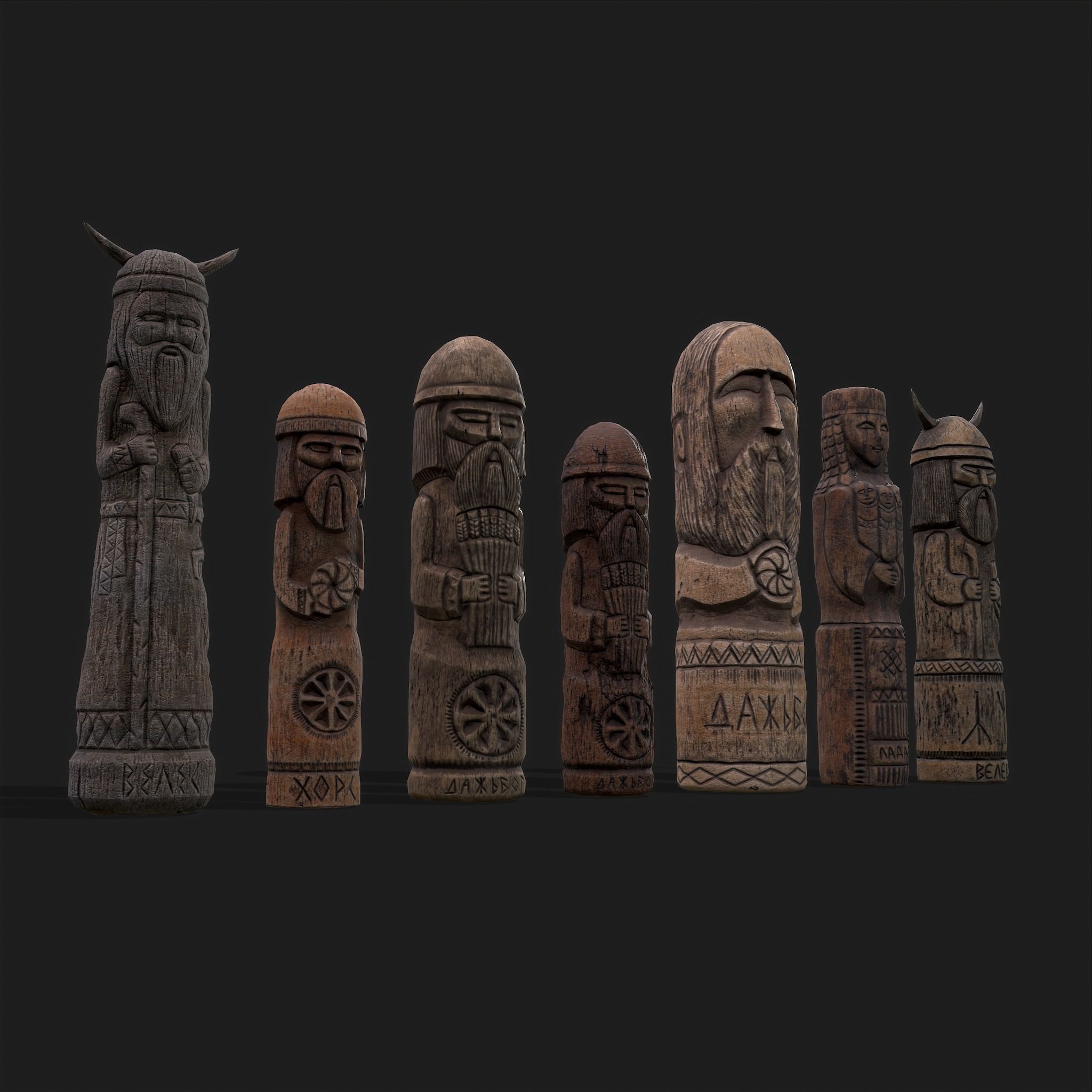 Seven Viking Figures 3D Model Collection_17