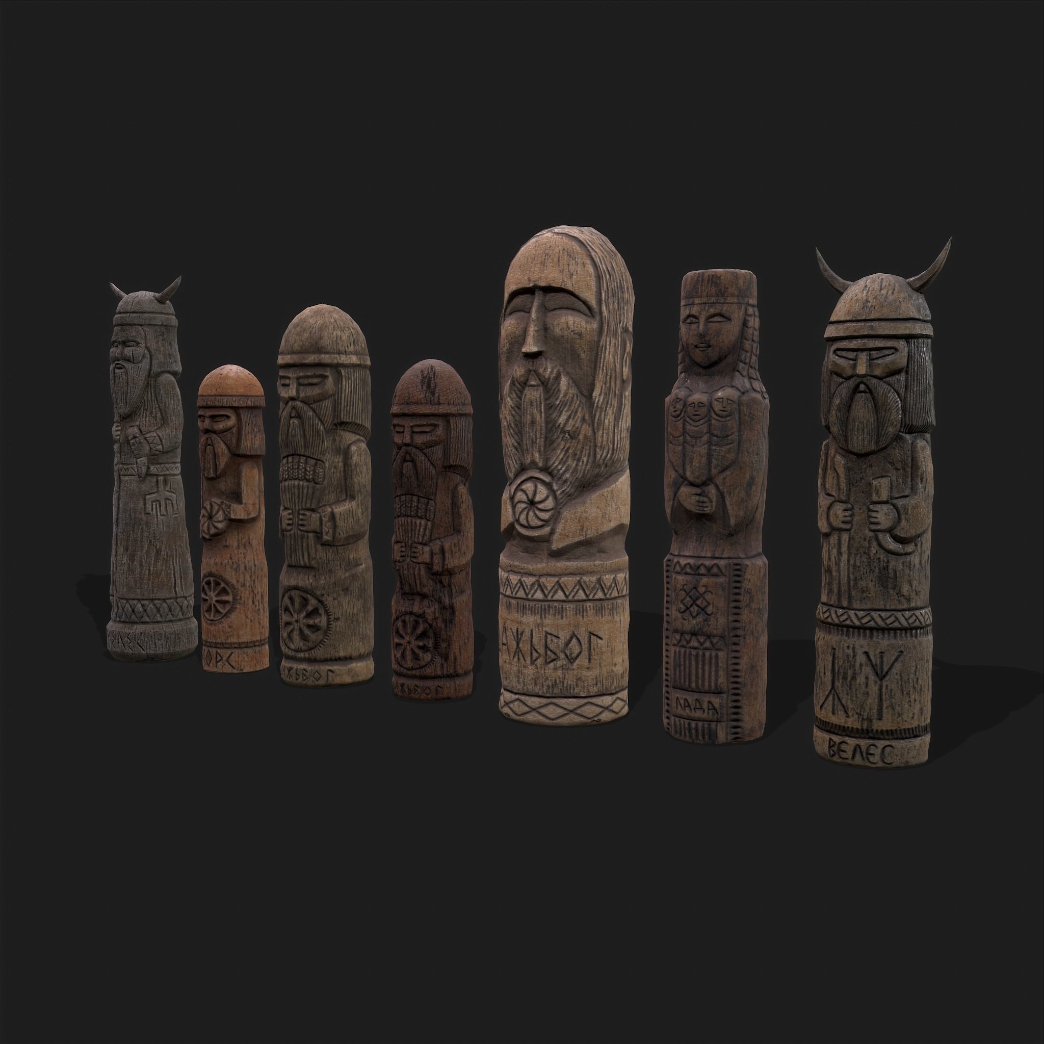 Seven Viking Figures 3D Model Collection_13