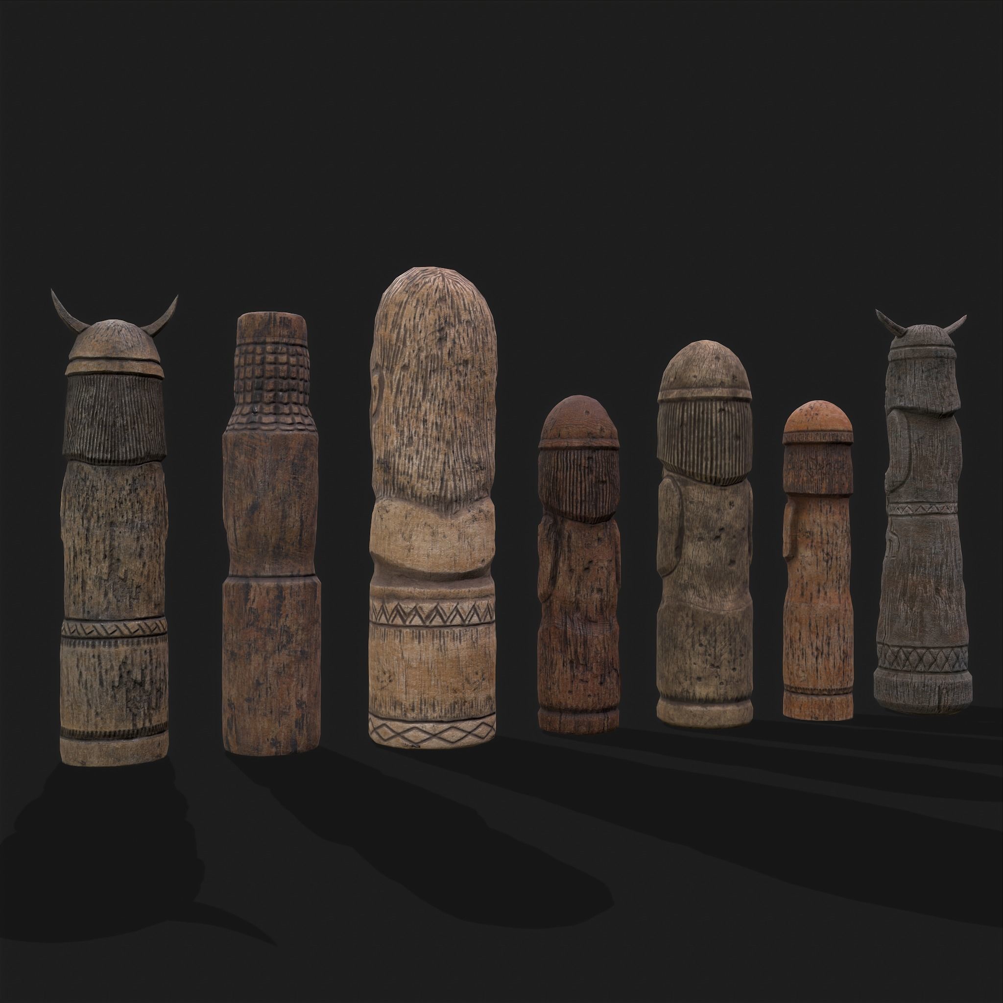 Seven Viking Figures 3D Model Collection_12