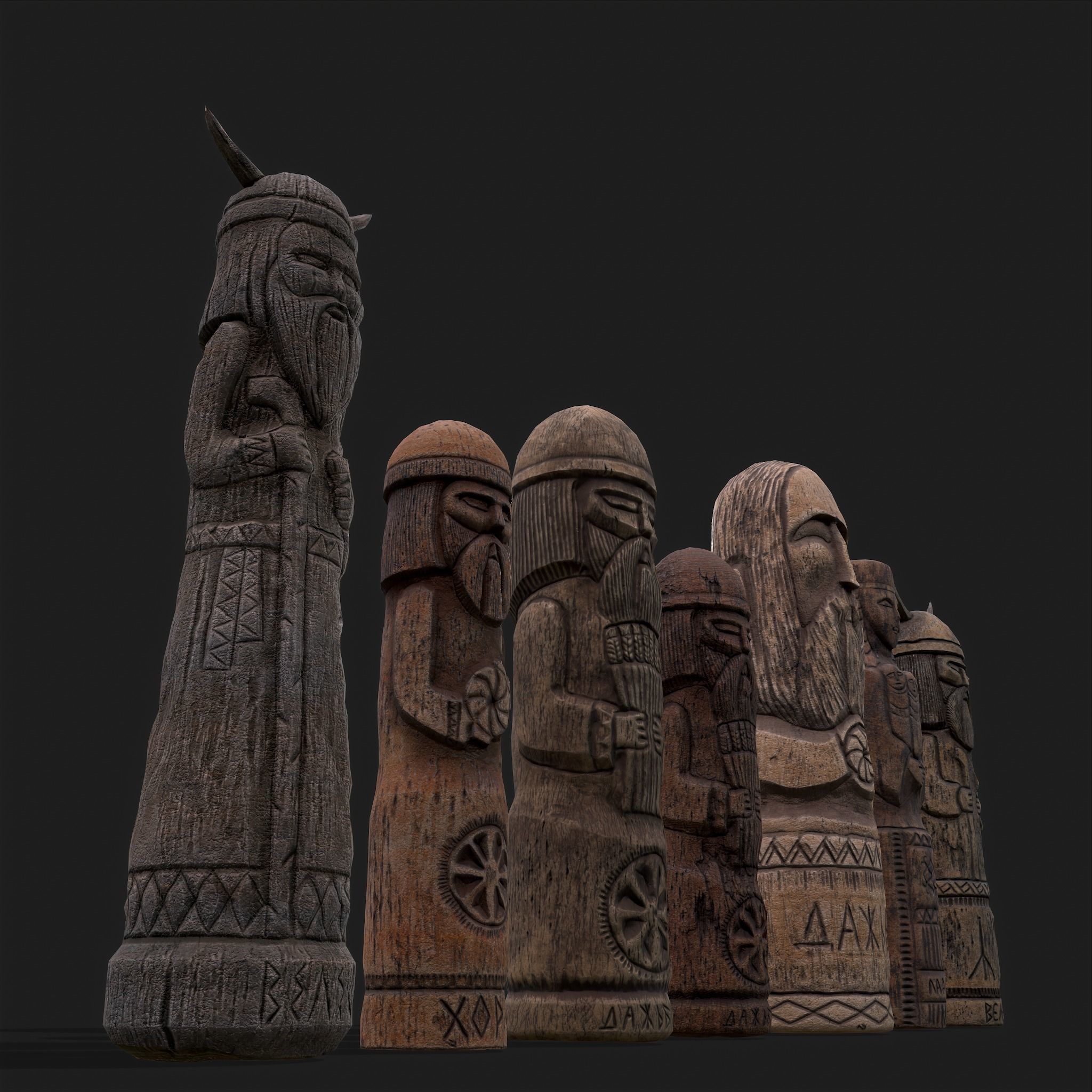 Seven Viking Figures 3D Model Collection_32