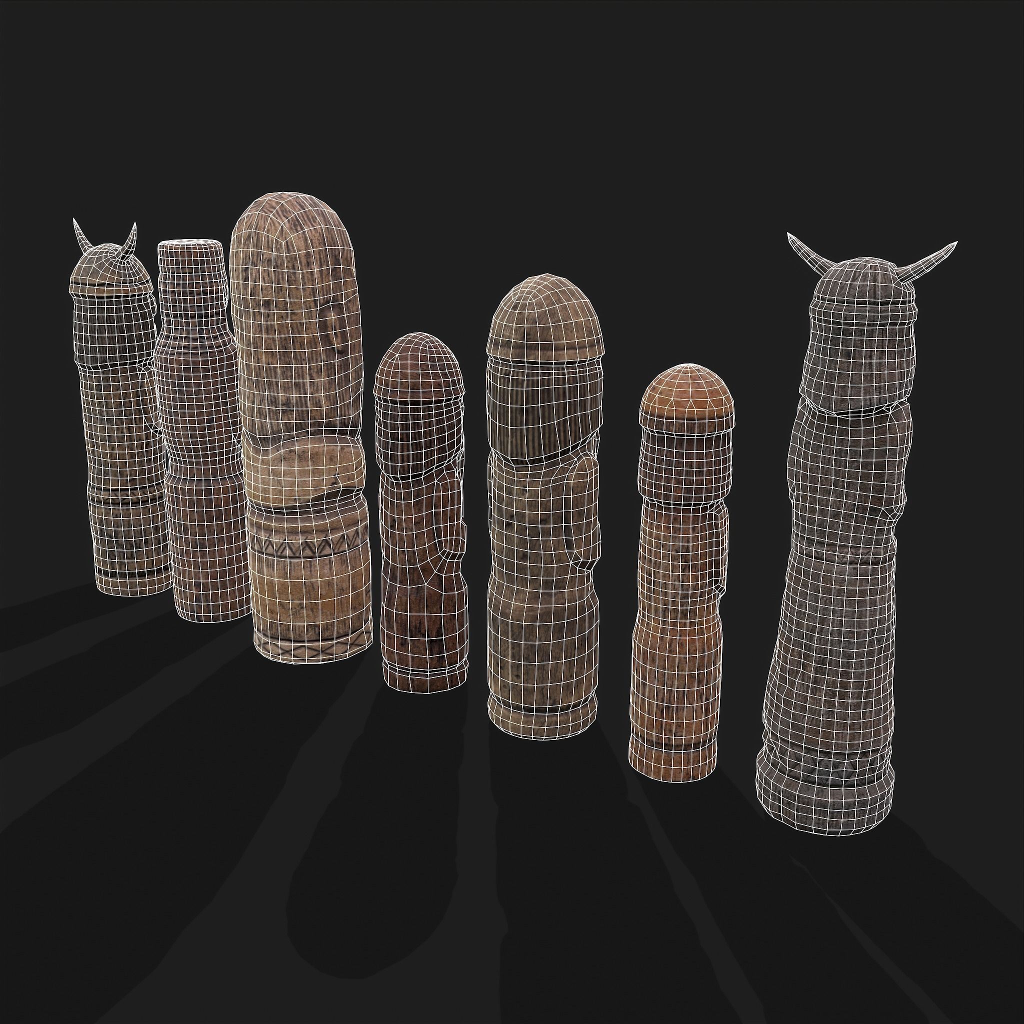 Seven Viking Figures 3D Model Collection_24