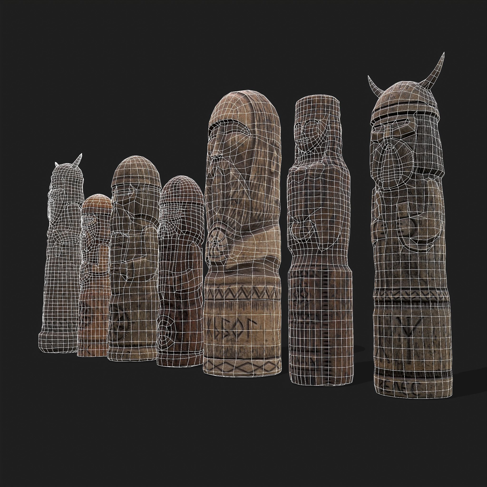 Seven Viking Figures 3D Model Collection_20