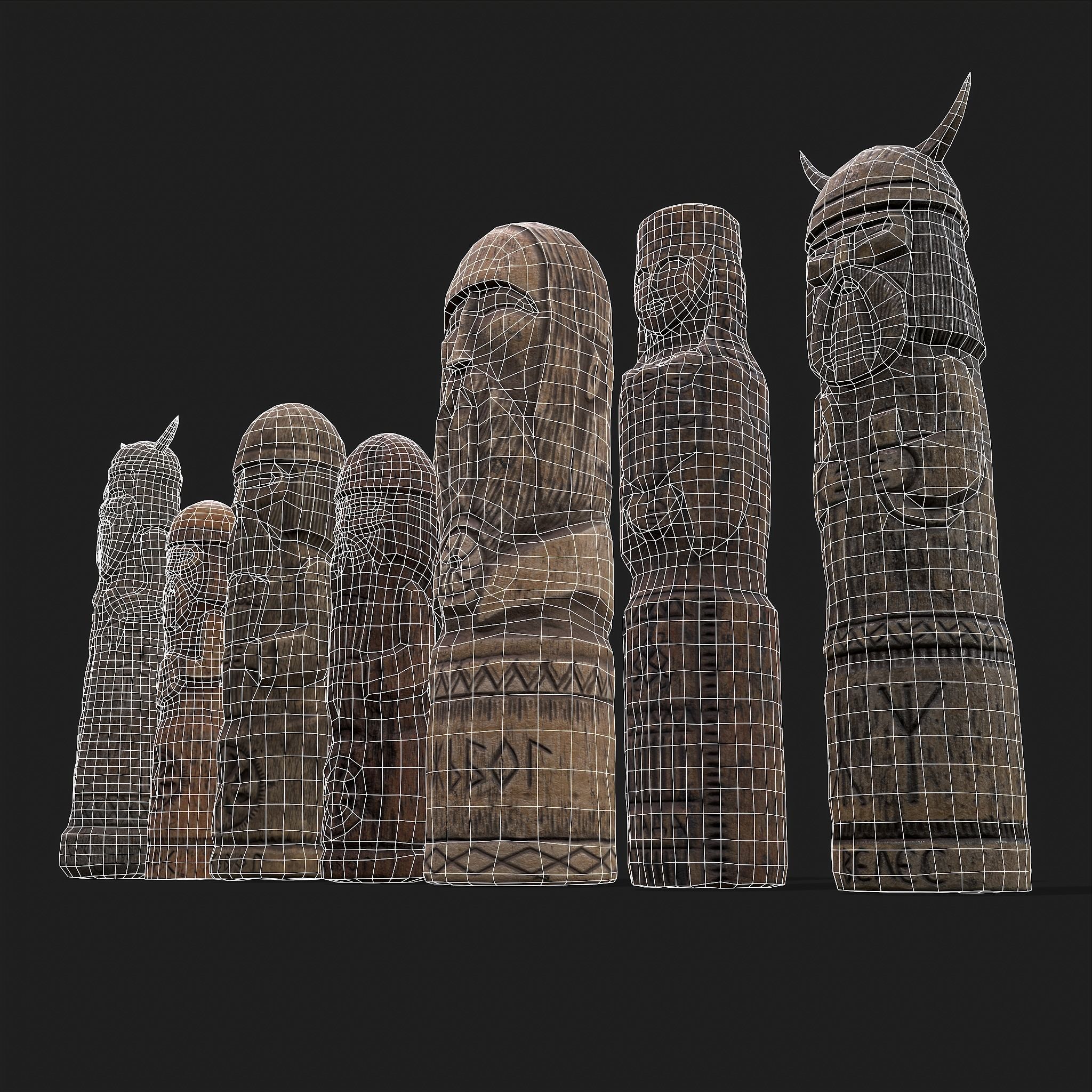 Seven Viking Figures 3D Model Collection_30