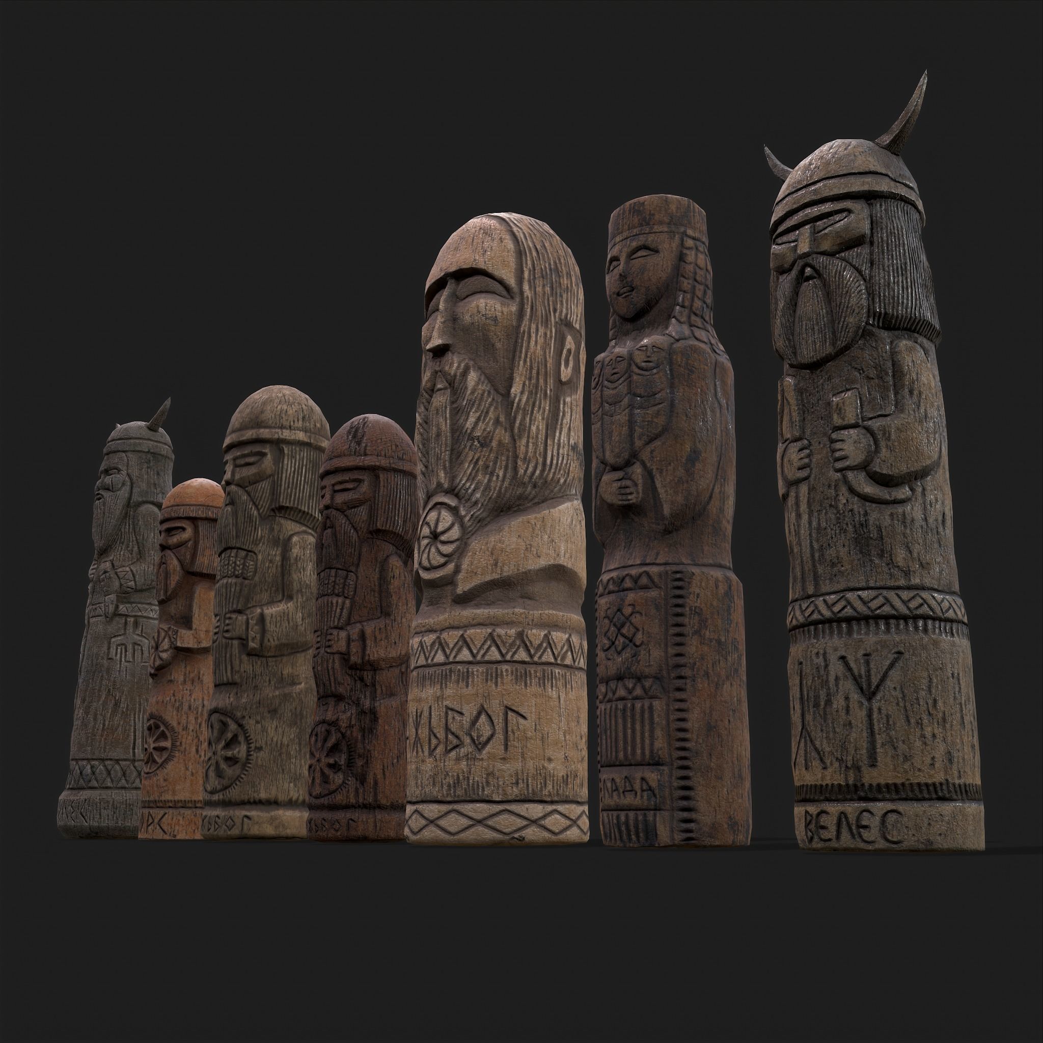 Seven Viking Figures 3D Model Collection_29