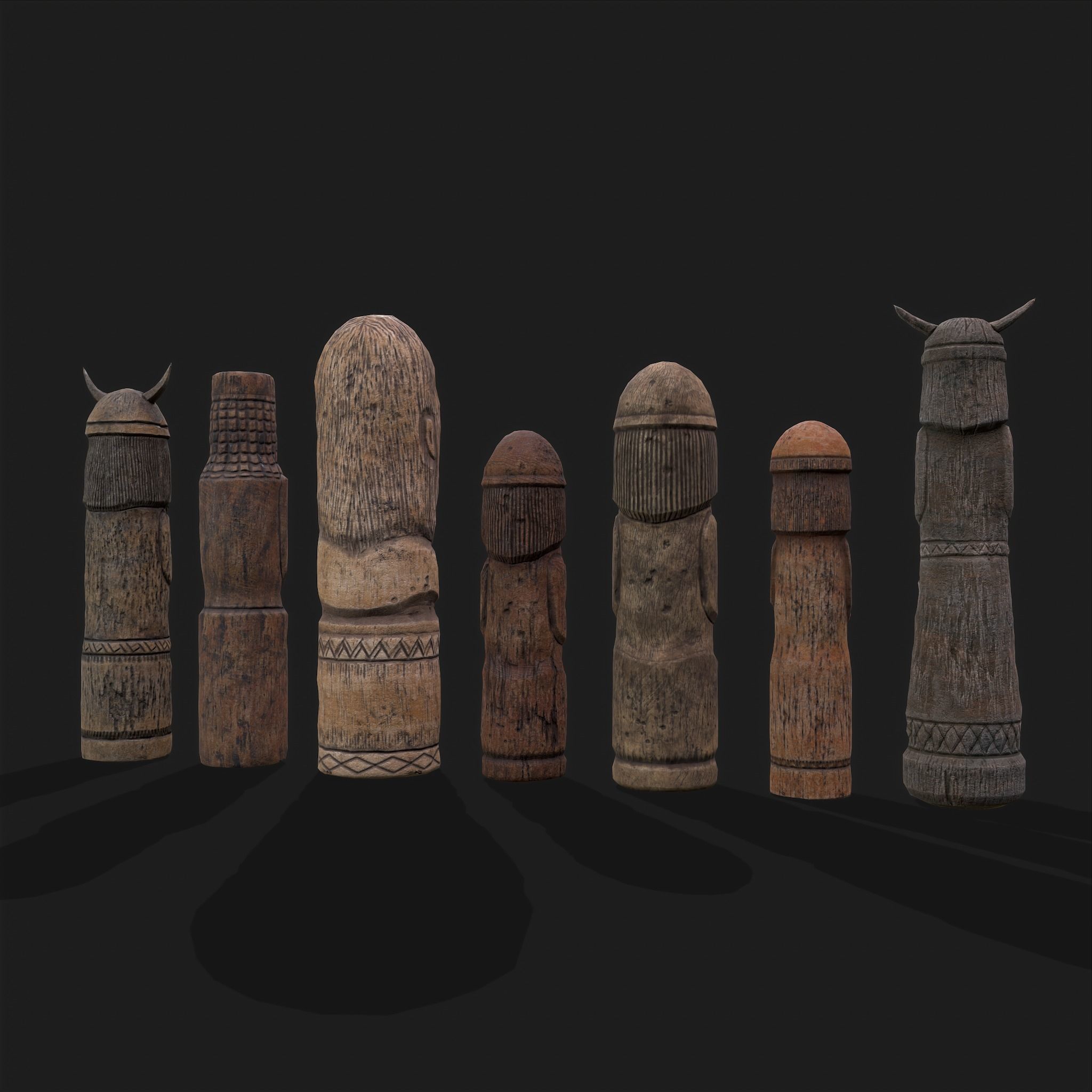 Seven Viking Figures 3D Model Collection_10
