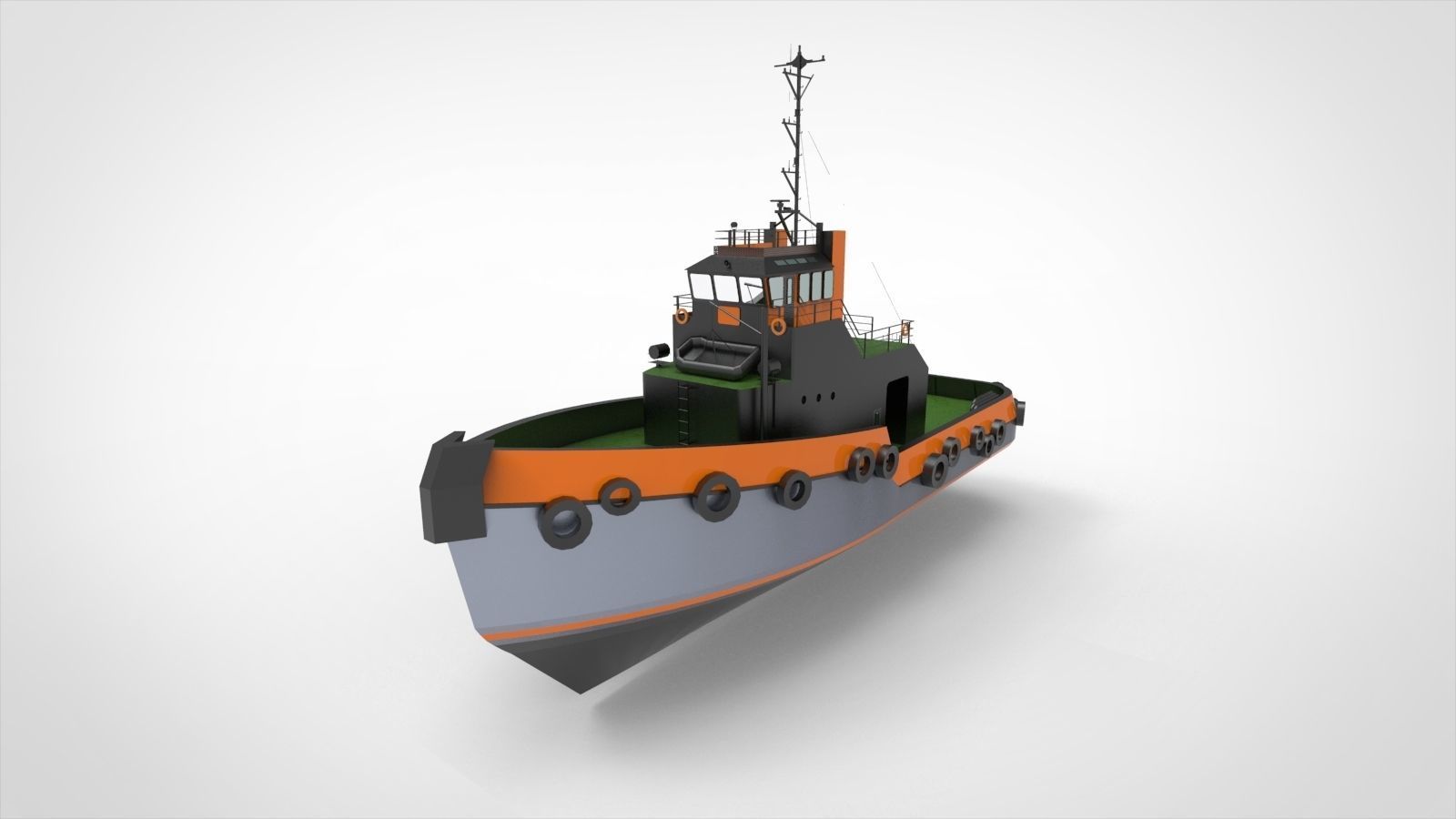 Floating dock with tugboat 3D model_9