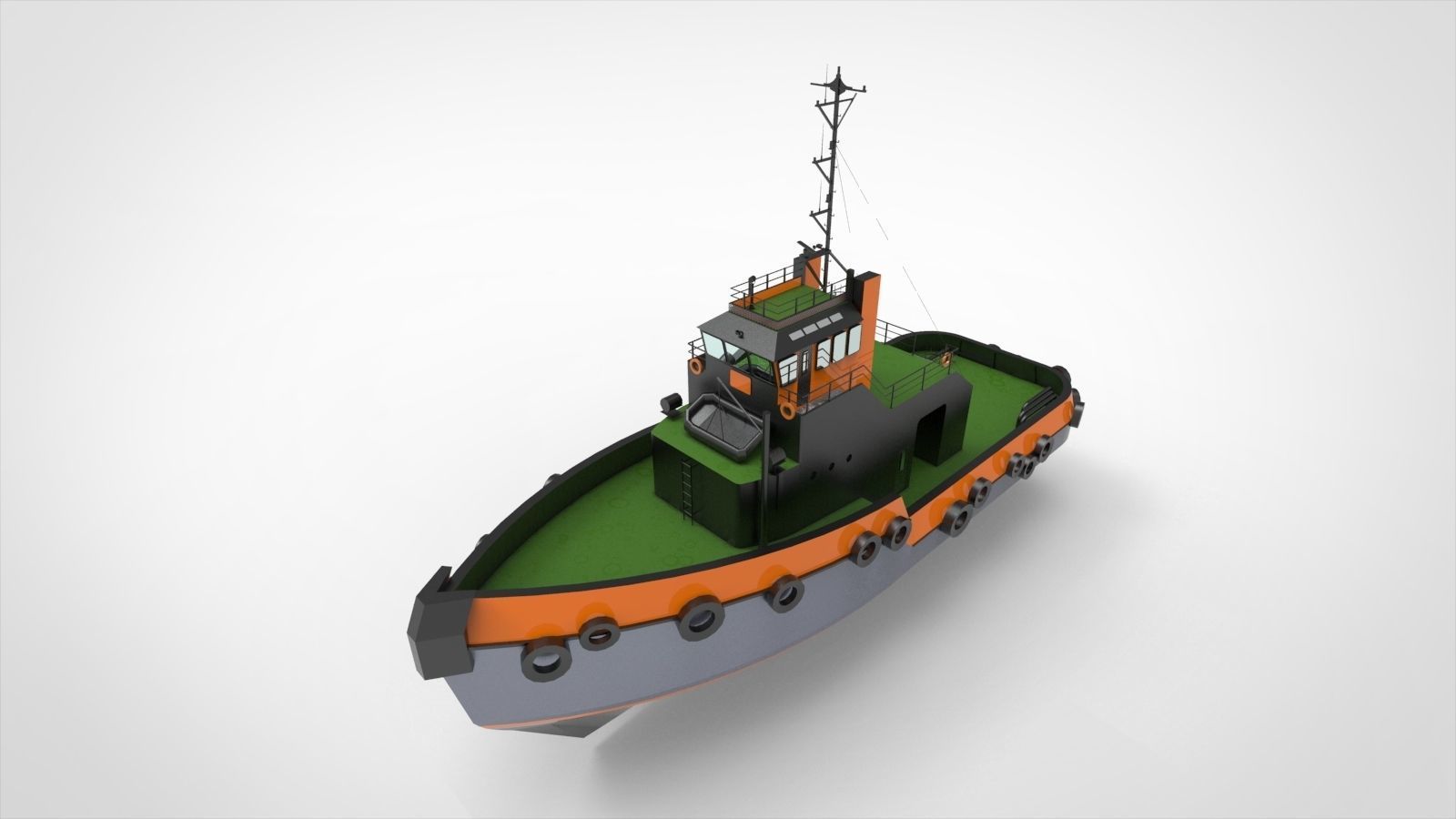 Floating dock with tugboat 3D model_11