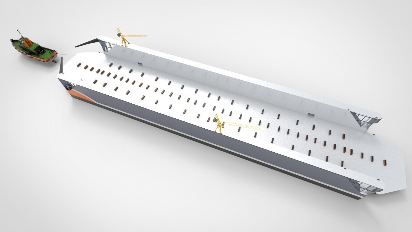 Floating dock with tugboat 3D model_1