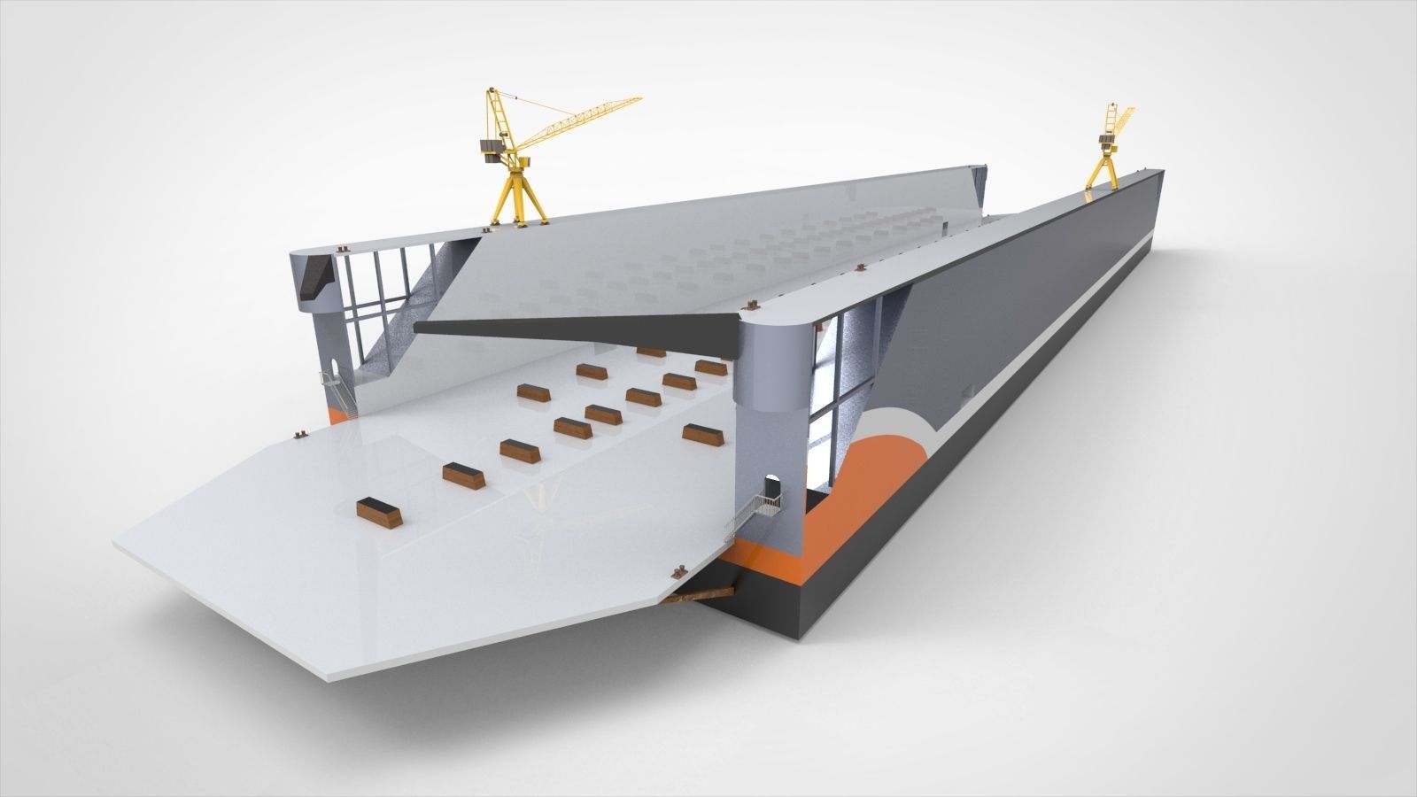 Floating dock with tugboat 3D model_4