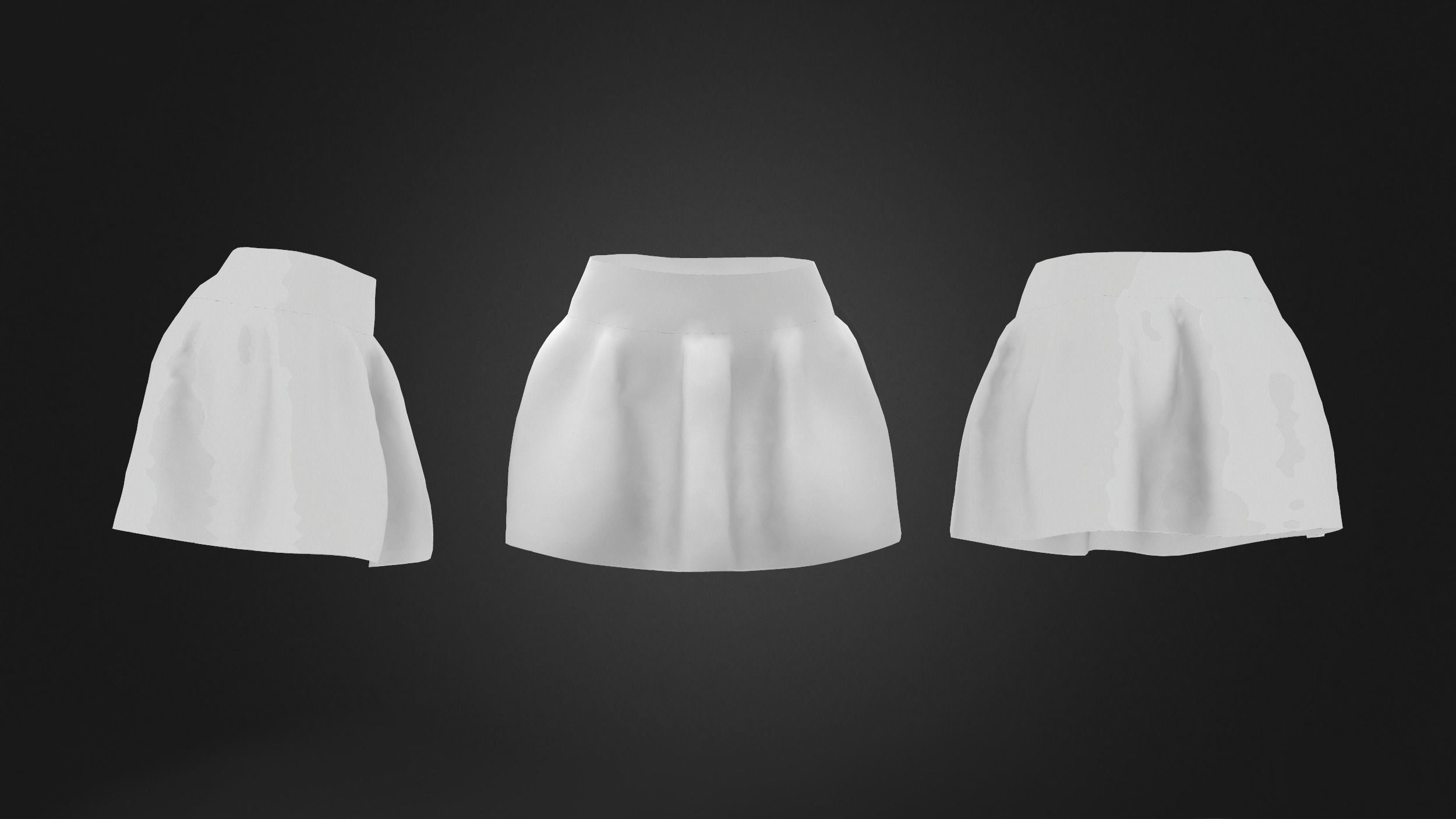 Flounced Mini Skirt Low-poly 3D model_3