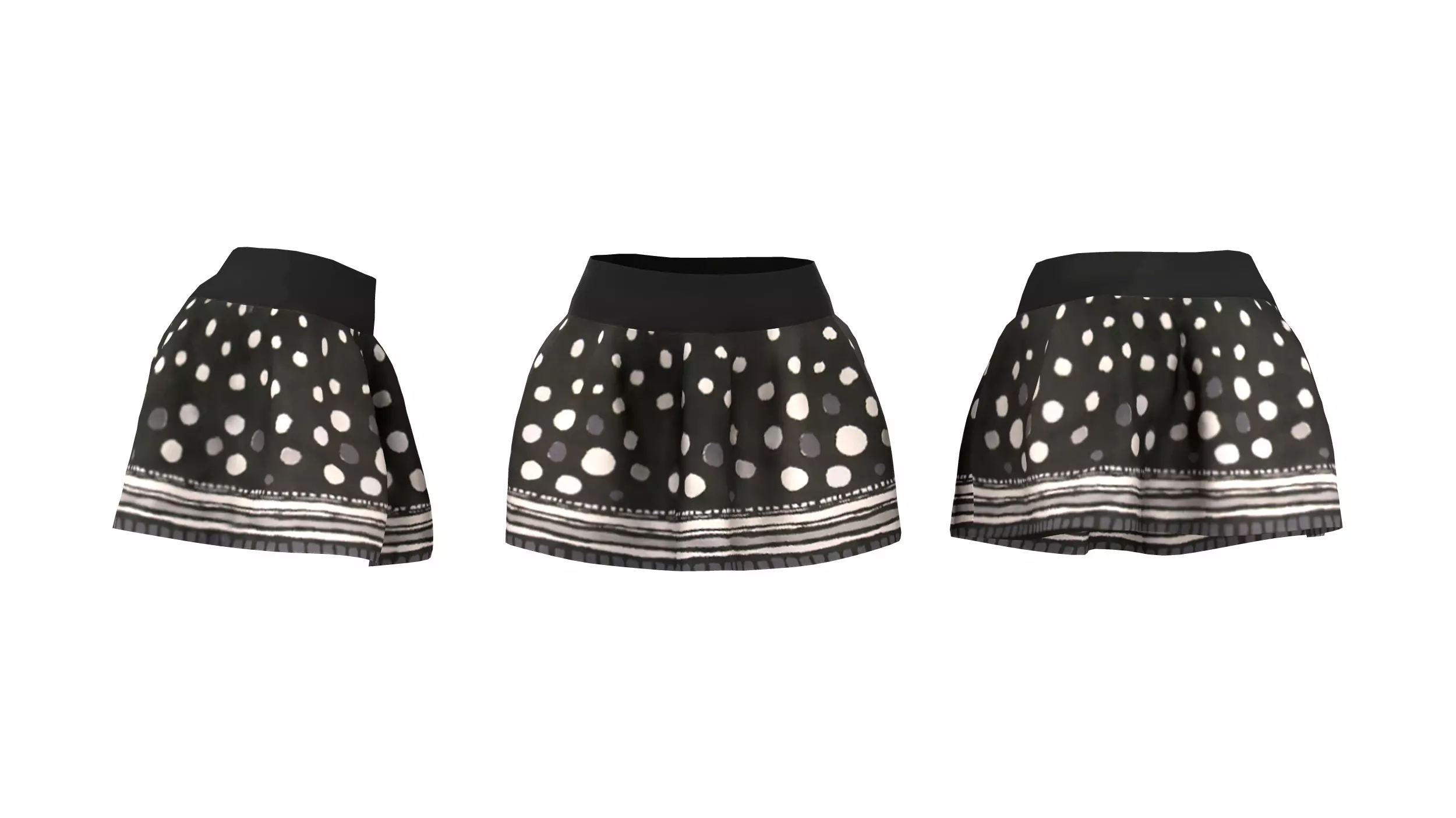 Flounced Mini Skirt Low-poly 3D model_0